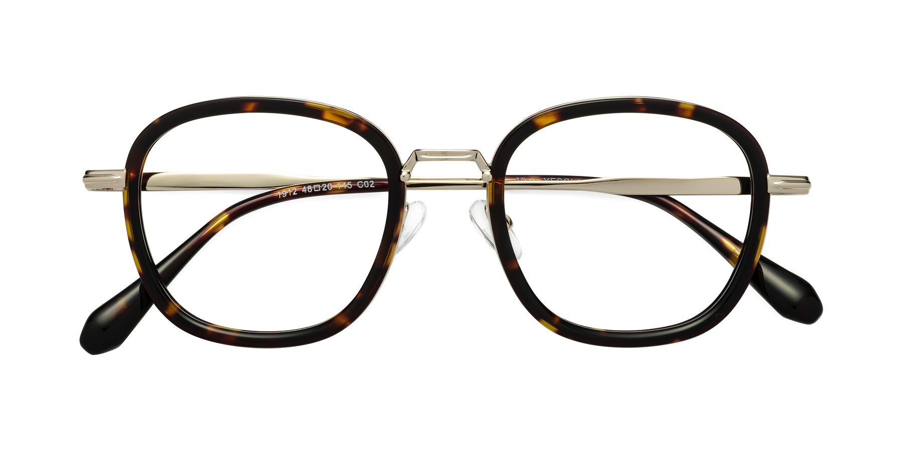 Folded Front of Vista in Tortoise-Light Gold with Clear Reading Eyeglass Lenses