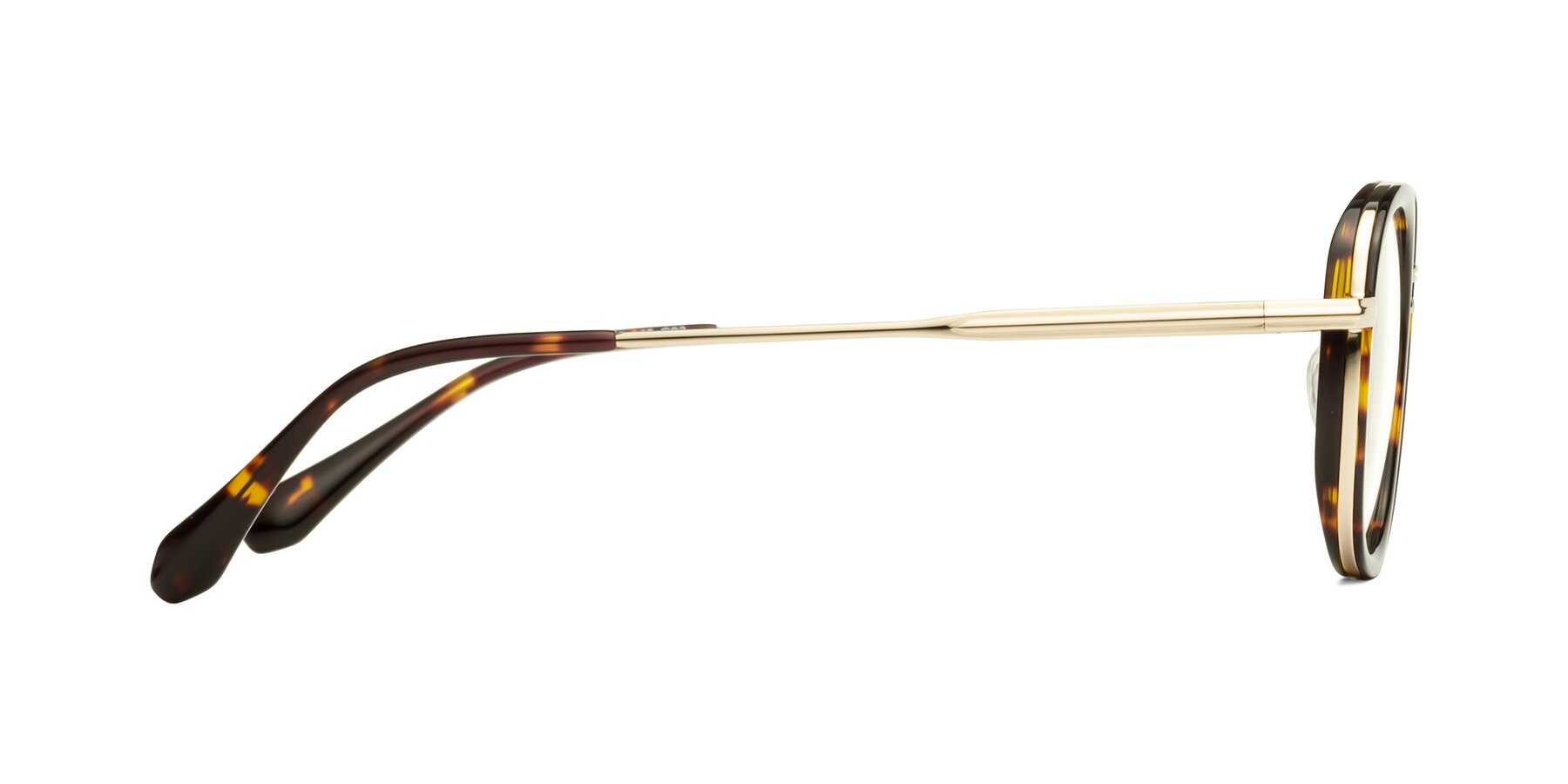 Side of Vista in Tortoise-Light Gold with Clear Reading Eyeglass Lenses