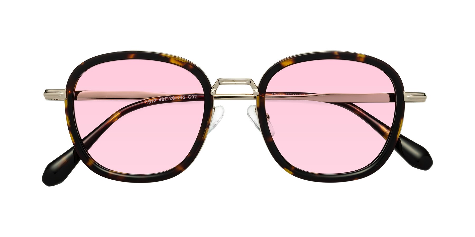 Folded Front of Vista in Tortoise-Light Gold with Light Pink Tinted Lenses