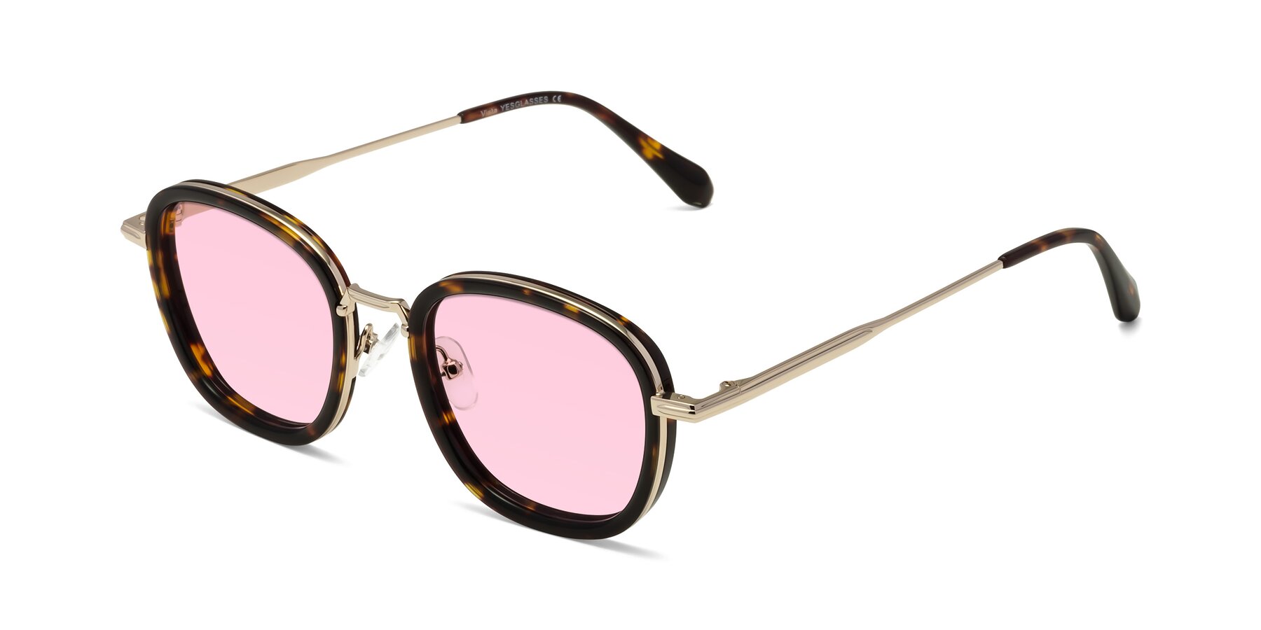 Angle of Vista in Tortoise-Light Gold with Light Pink Tinted Lenses