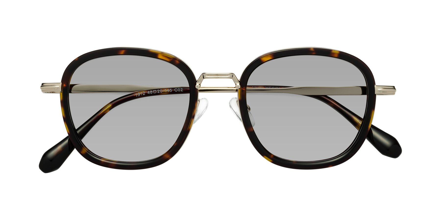 Folded Front of Vista in Tortoise-Light Gold with Light Gray Tinted Lenses