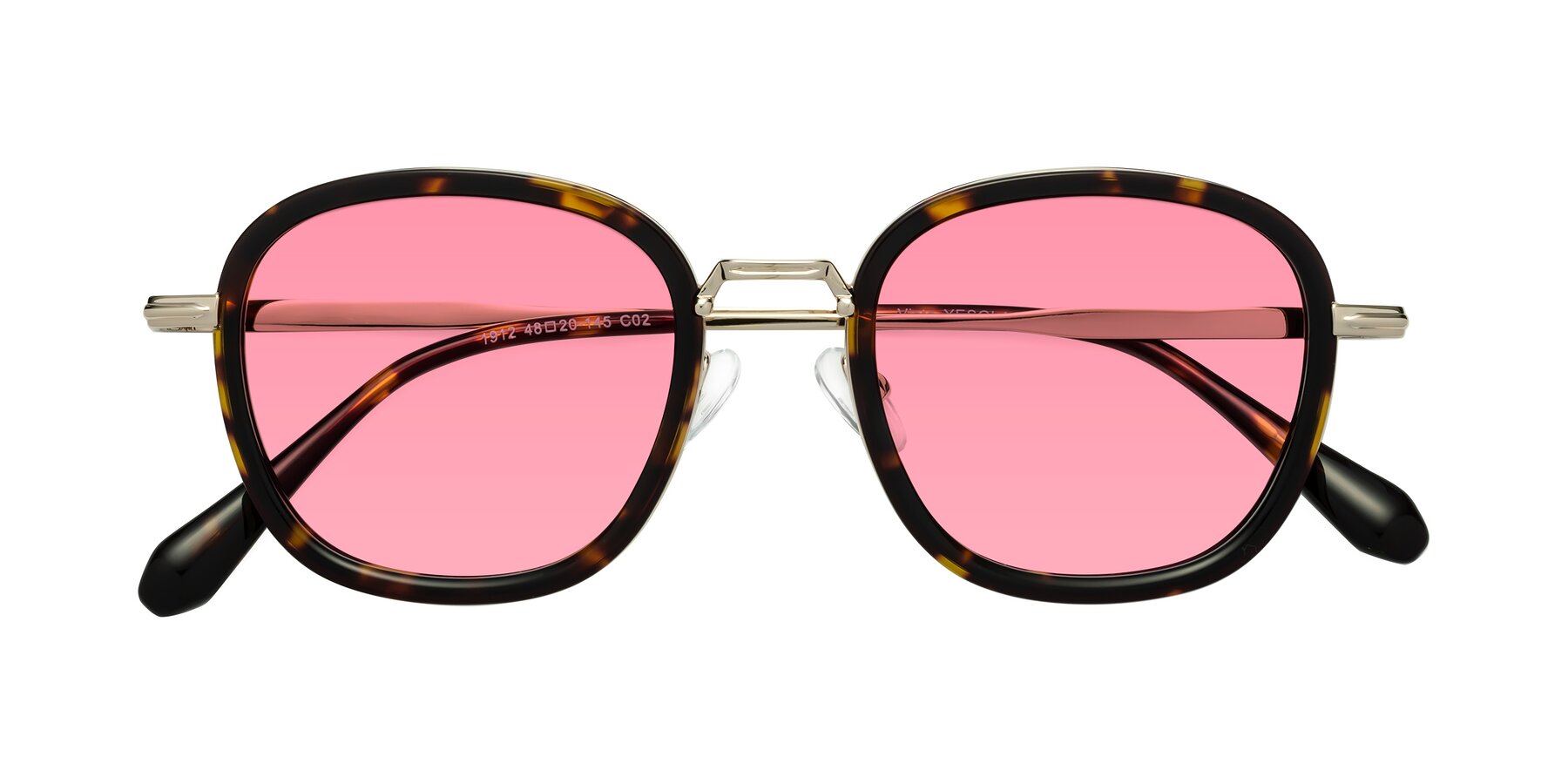 Folded Front of Vista in Tortoise-Light Gold with Pink Tinted Lenses