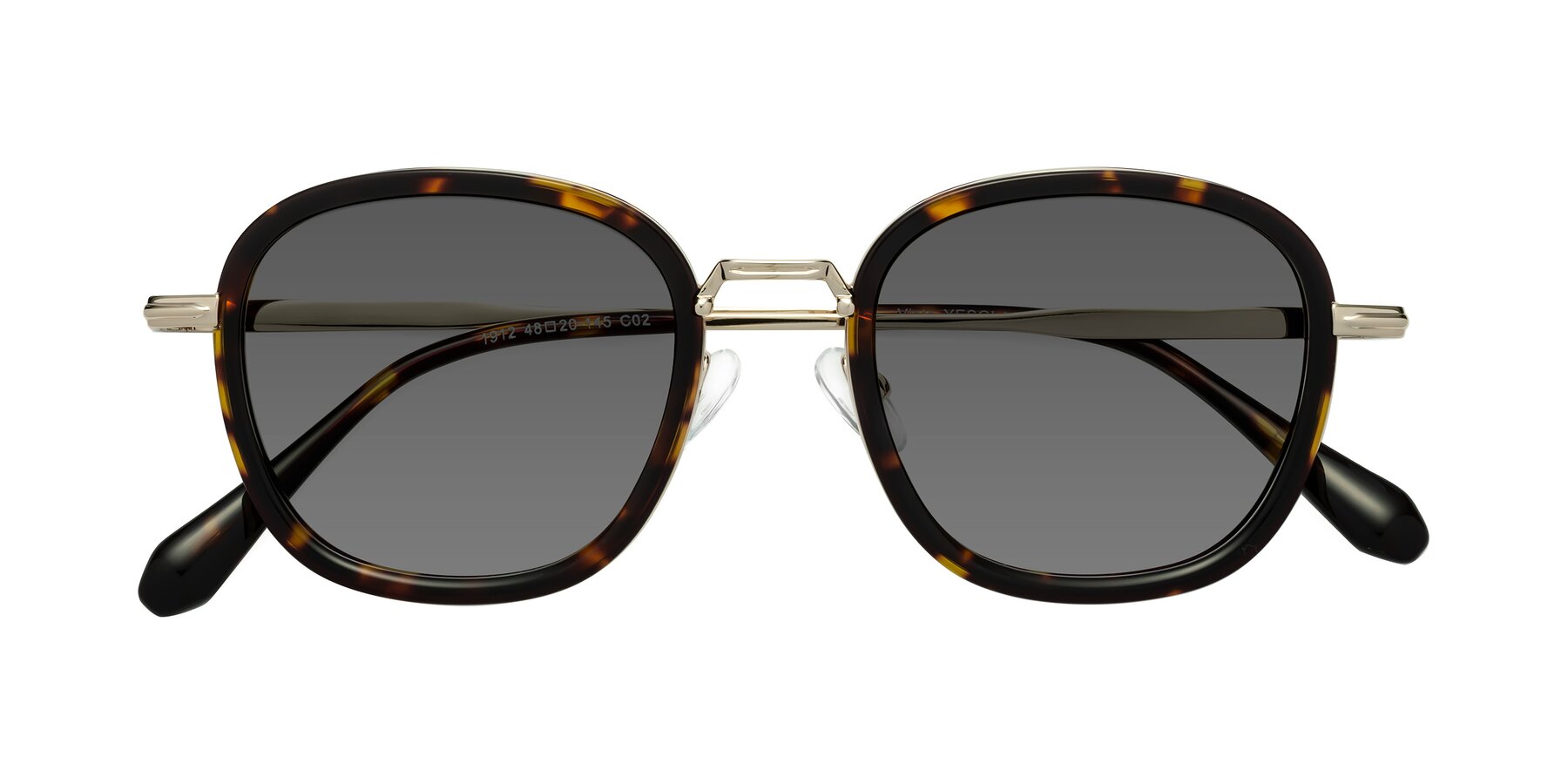 Folded Front of Vista in Tortoise-Light Gold with Medium Gray Tinted Lenses