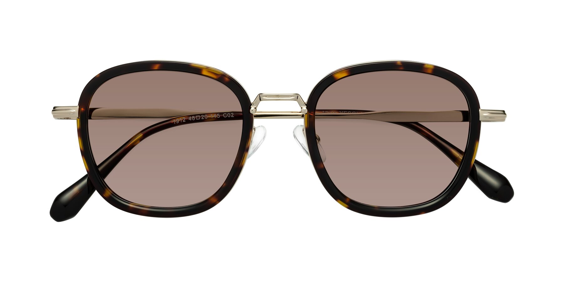 Folded Front of Vista in Tortoise-Light Gold with Medium Brown Tinted Lenses