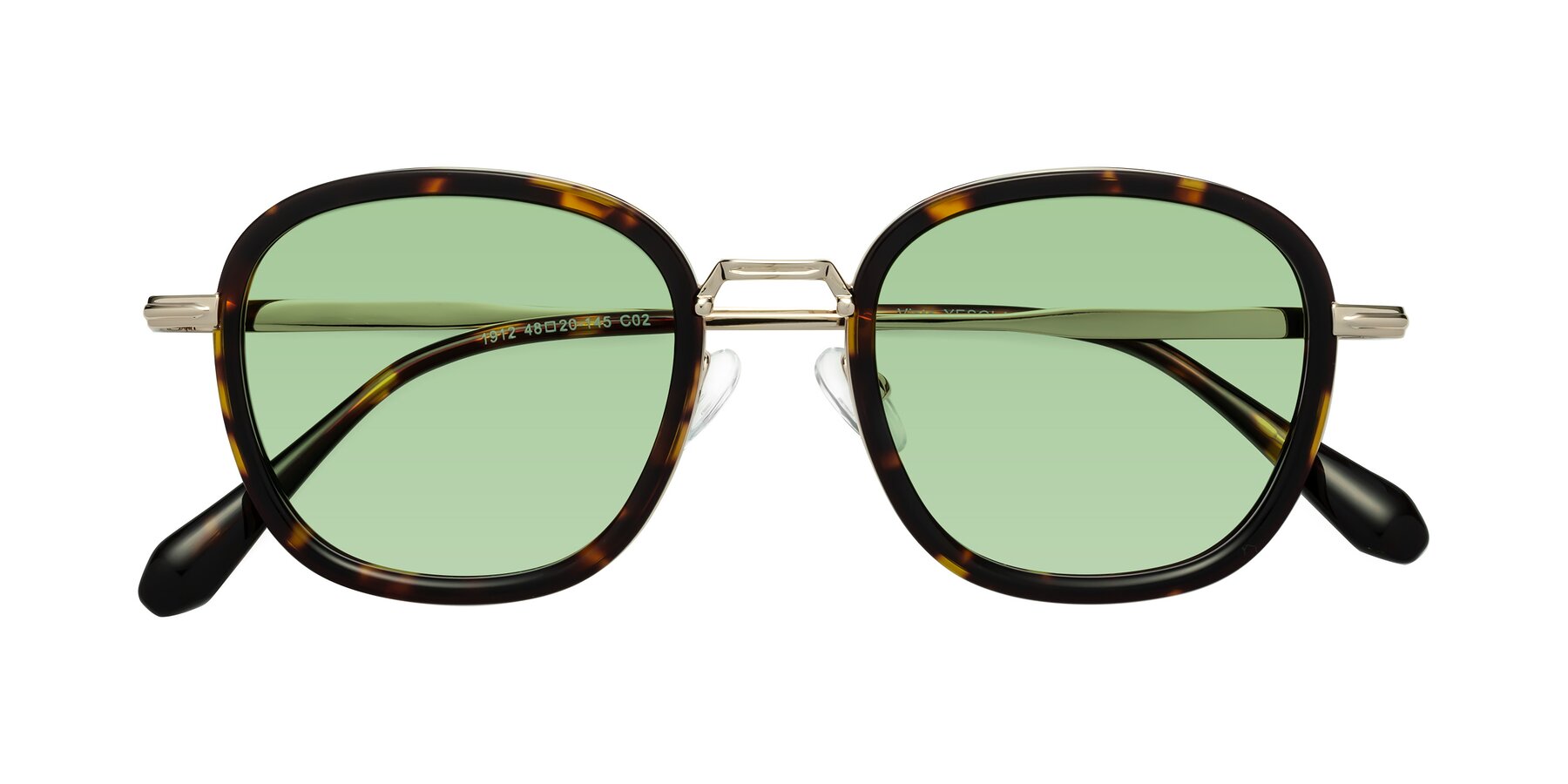 Folded Front of Vista in Tortoise-Light Gold with Medium Green Tinted Lenses