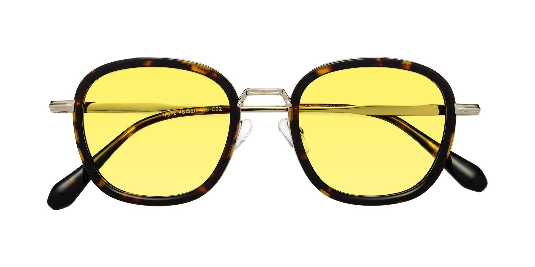 Folded Front of Vista in Tortoise-Light Gold with Medium Yellow Tinted Lenses