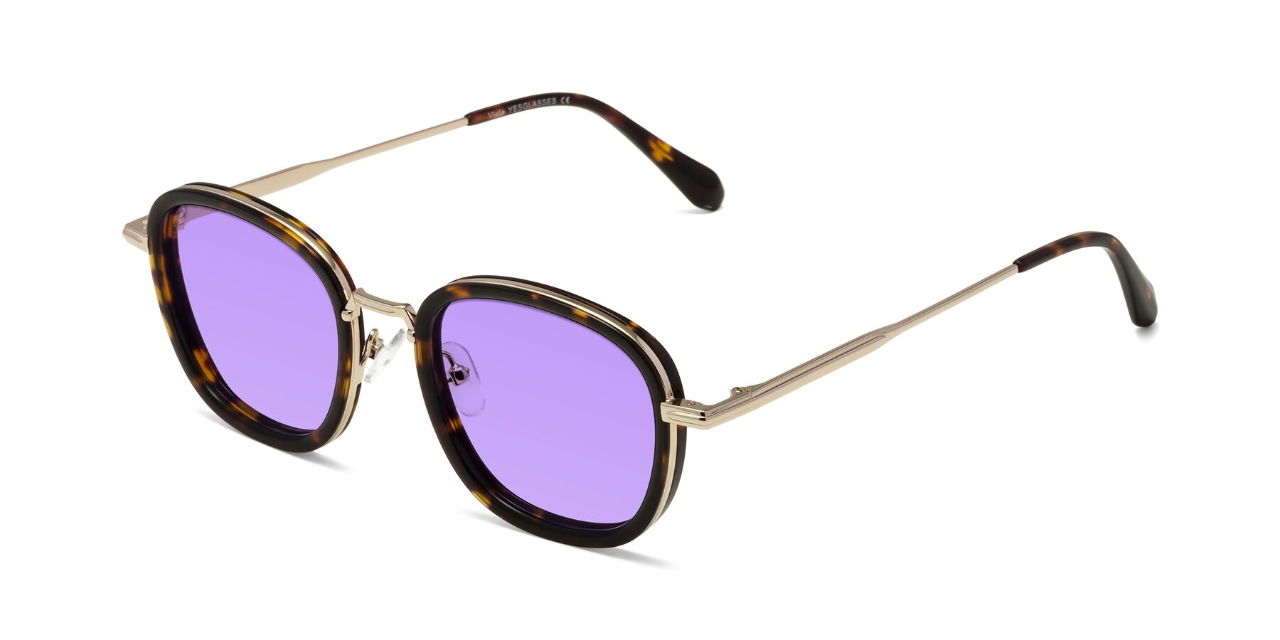 Angle of Vista in Tortoise-Light Gold with Medium Purple Tinted Lenses
