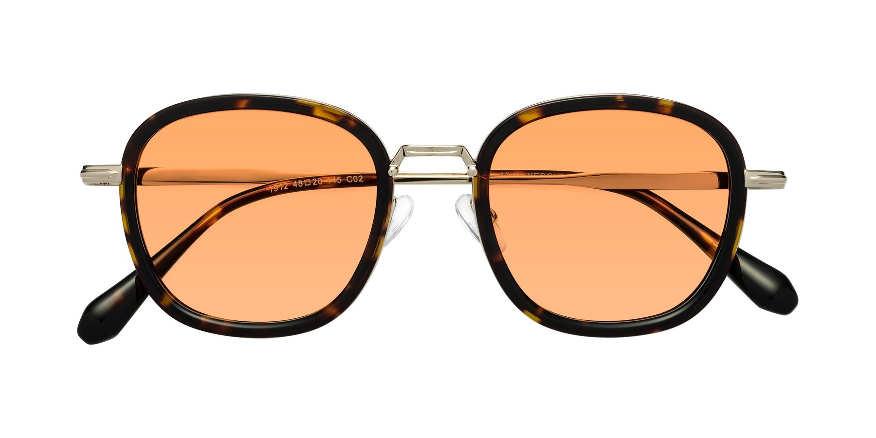 Folded Front of Vista in Tortoise-Light Gold with Medium Orange Tinted Lenses