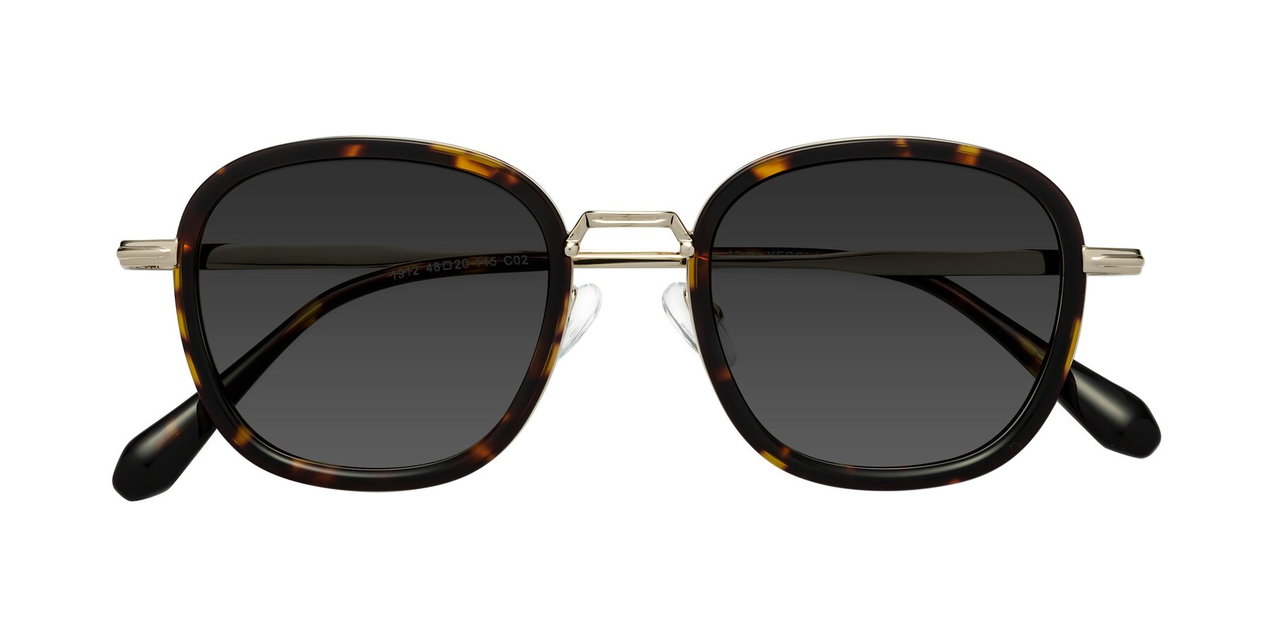 Folded Front of Vista in Tortoise-Light Gold with Gray Tinted Lenses