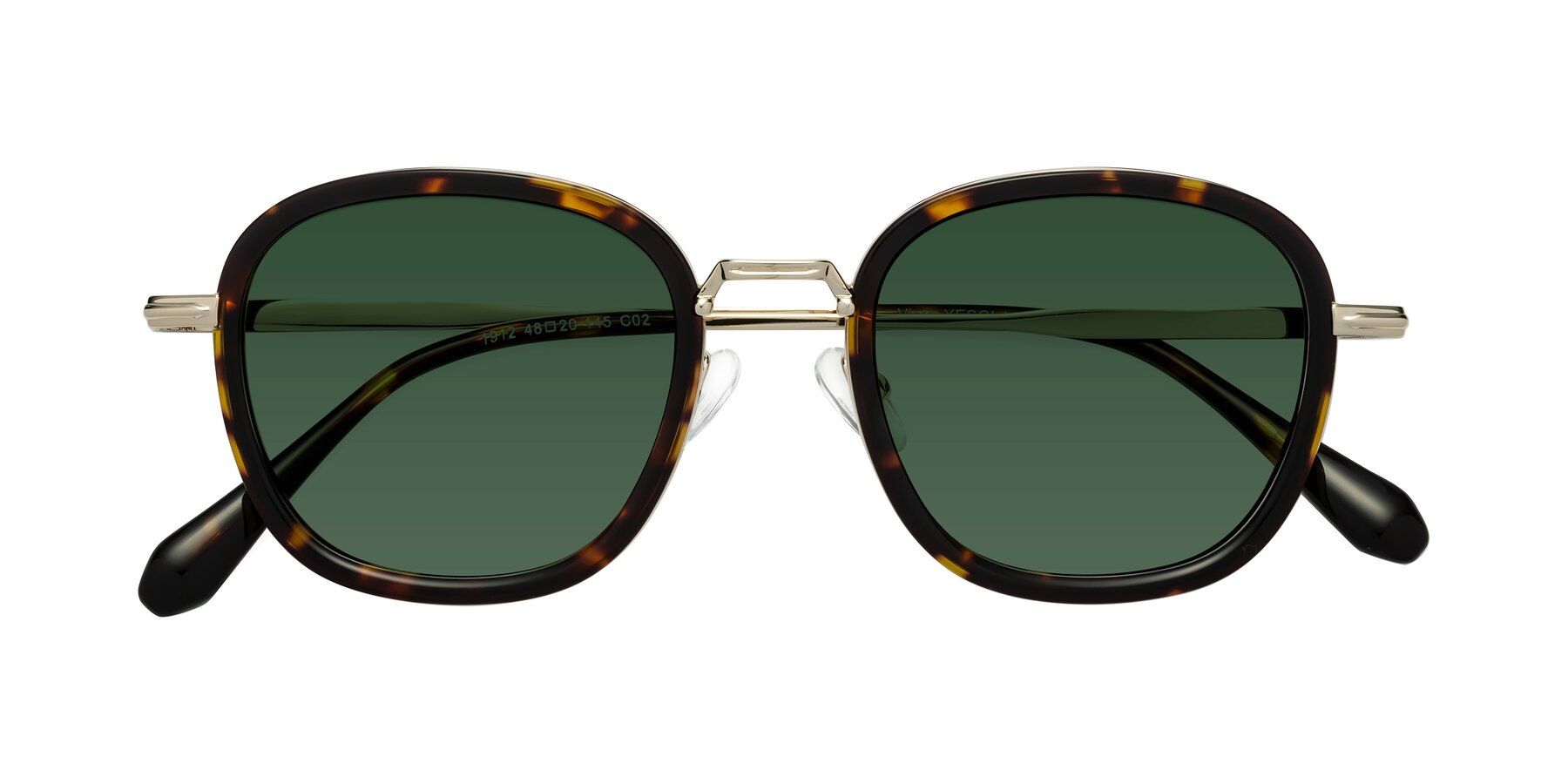 Folded Front of Vista in Tortoise-Light Gold with Green Tinted Lenses
