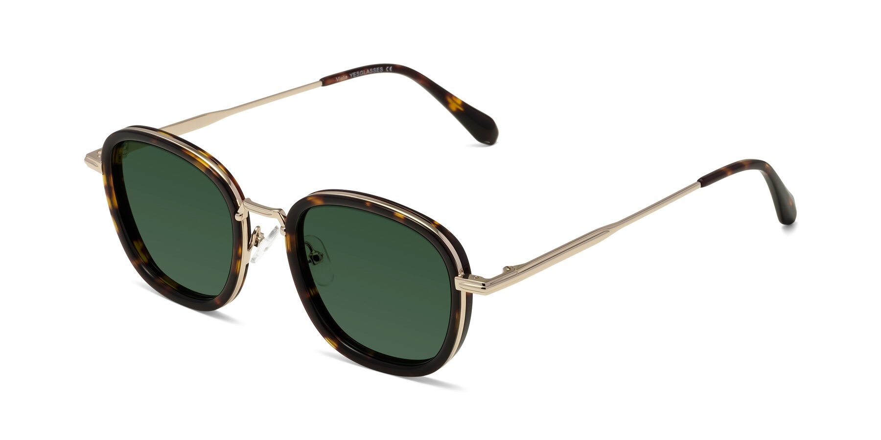 Angle of Vista in Tortoise-Light Gold with Green Tinted Lenses