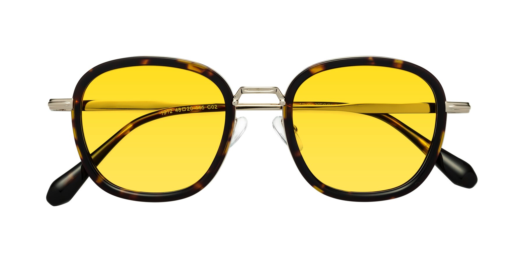 Folded Front of Vista in Tortoise-Light Gold with Yellow Tinted Lenses