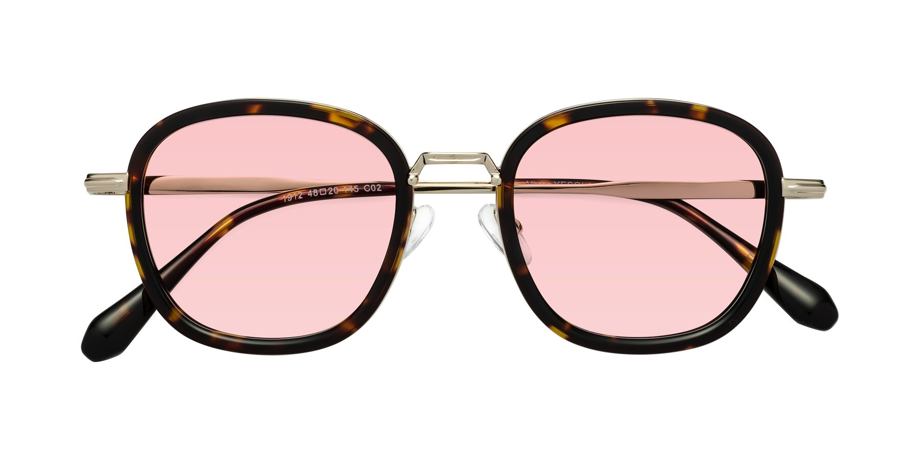 Folded Front of Vista in Tortoise-Light Gold with Light Garnet Tinted Lenses