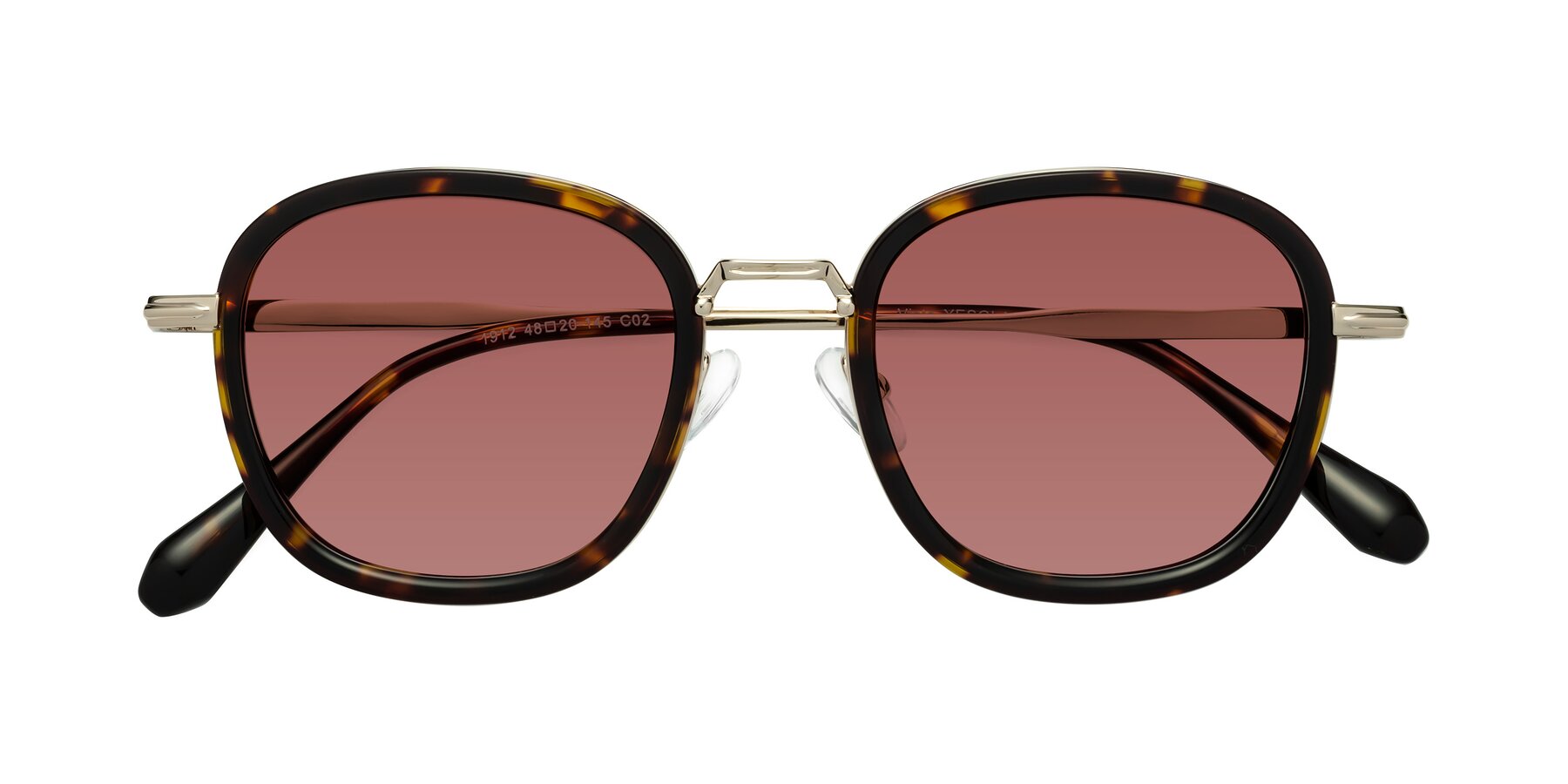 Folded Front of Vista in Tortoise-Light Gold with Garnet Tinted Lenses