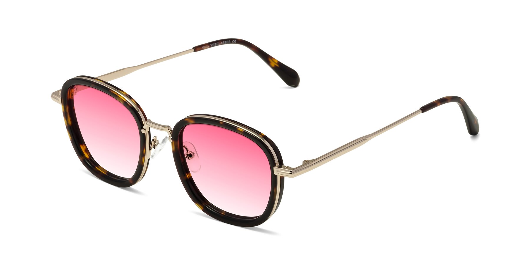 Angle of Vista in Tortoise-Light Gold with Pink Gradient Lenses