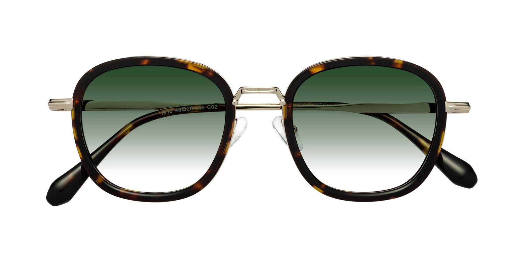 Folded Front of Vista in Tortoise-Light Gold with Green Gradient Lenses