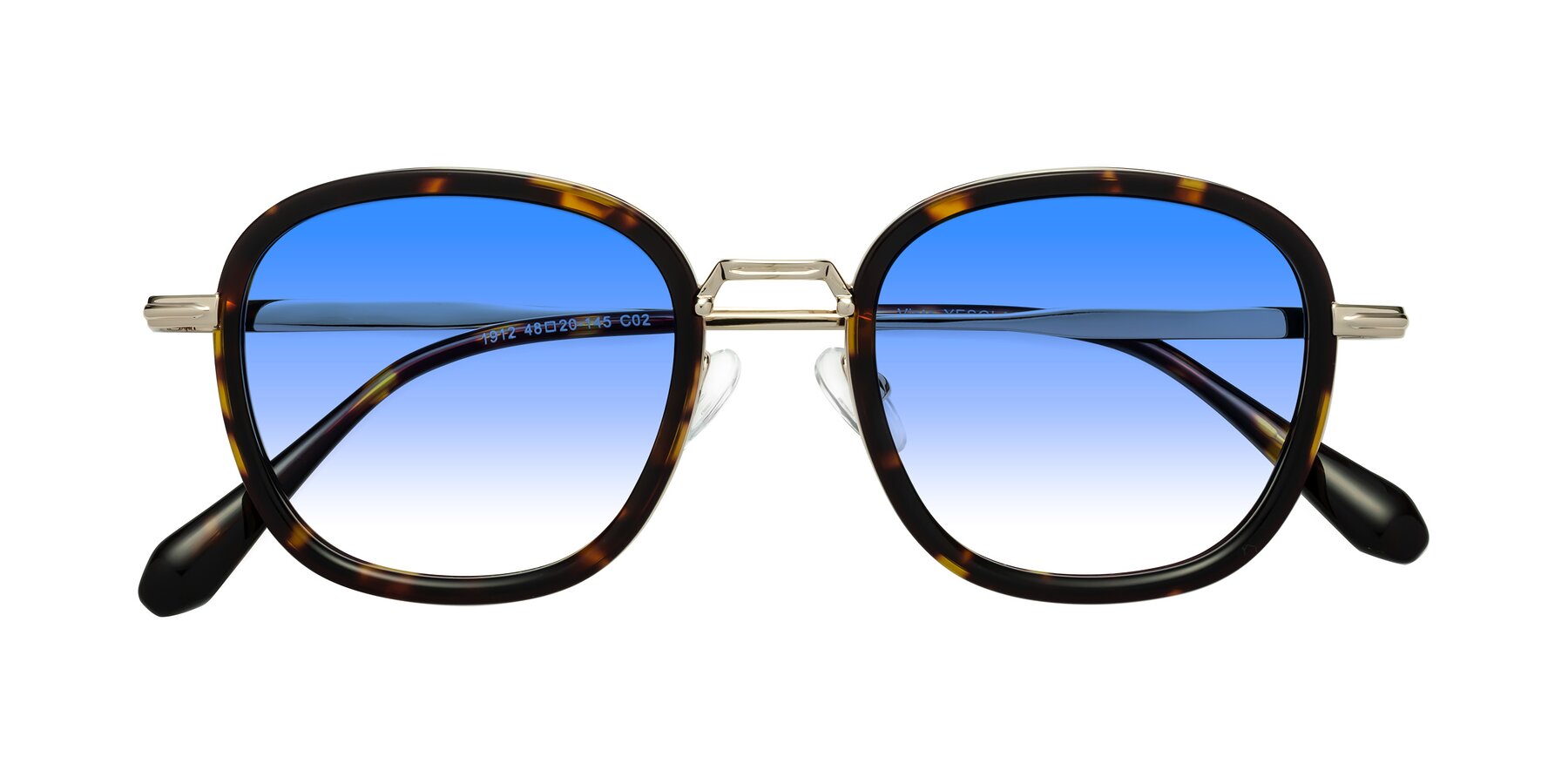 Folded Front of Vista in Tortoise-Light Gold with Blue Gradient Lenses