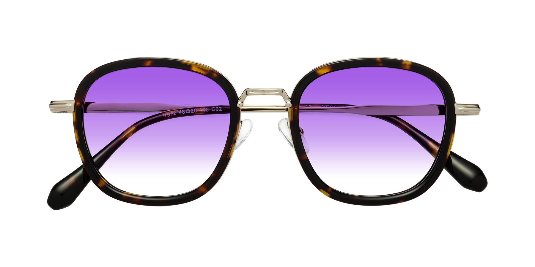 Folded Front of Vista in Tortoise-Light Gold with Purple Gradient Lenses