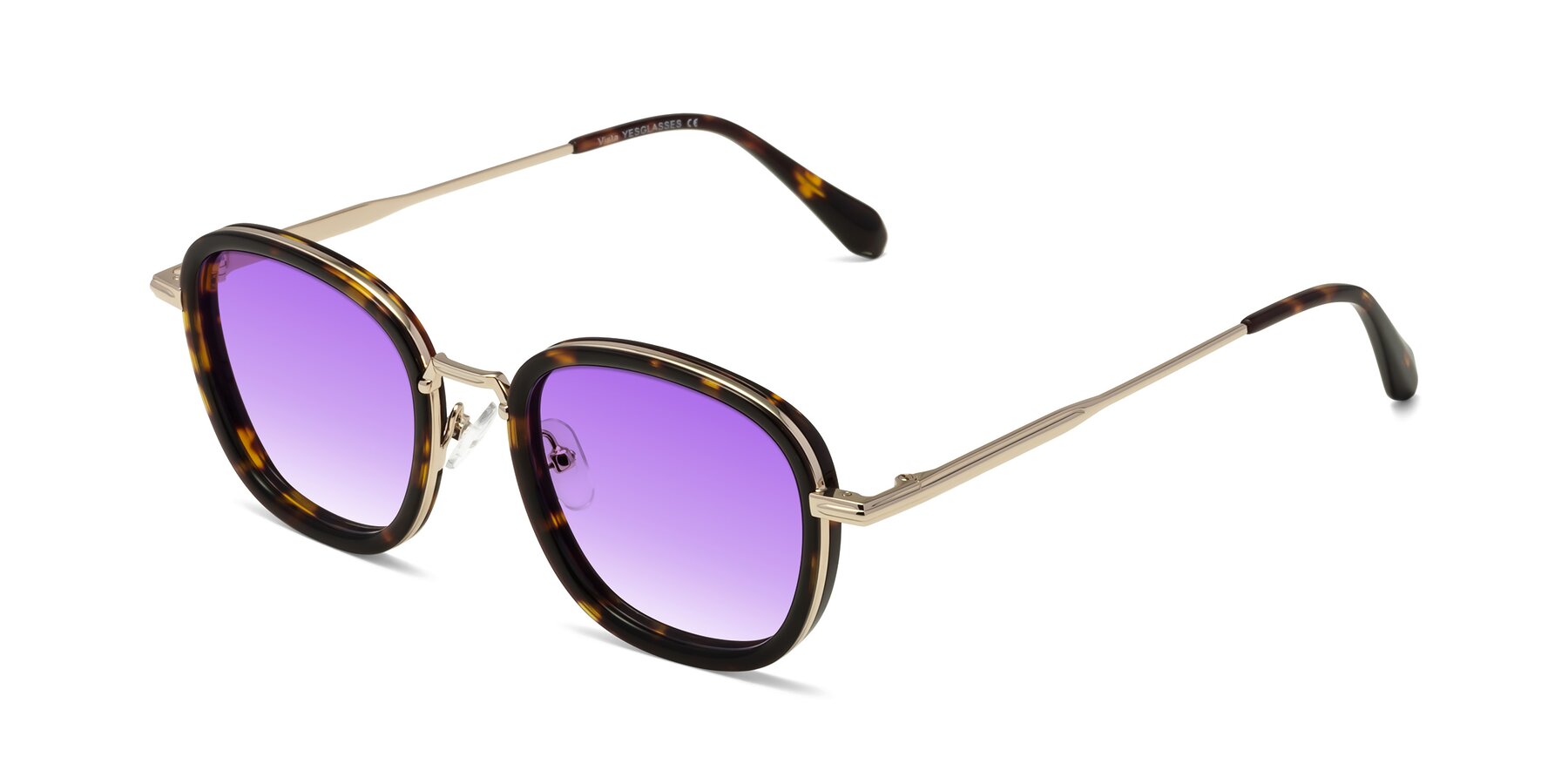 Angle of Vista in Tortoise-Light Gold with Purple Gradient Lenses