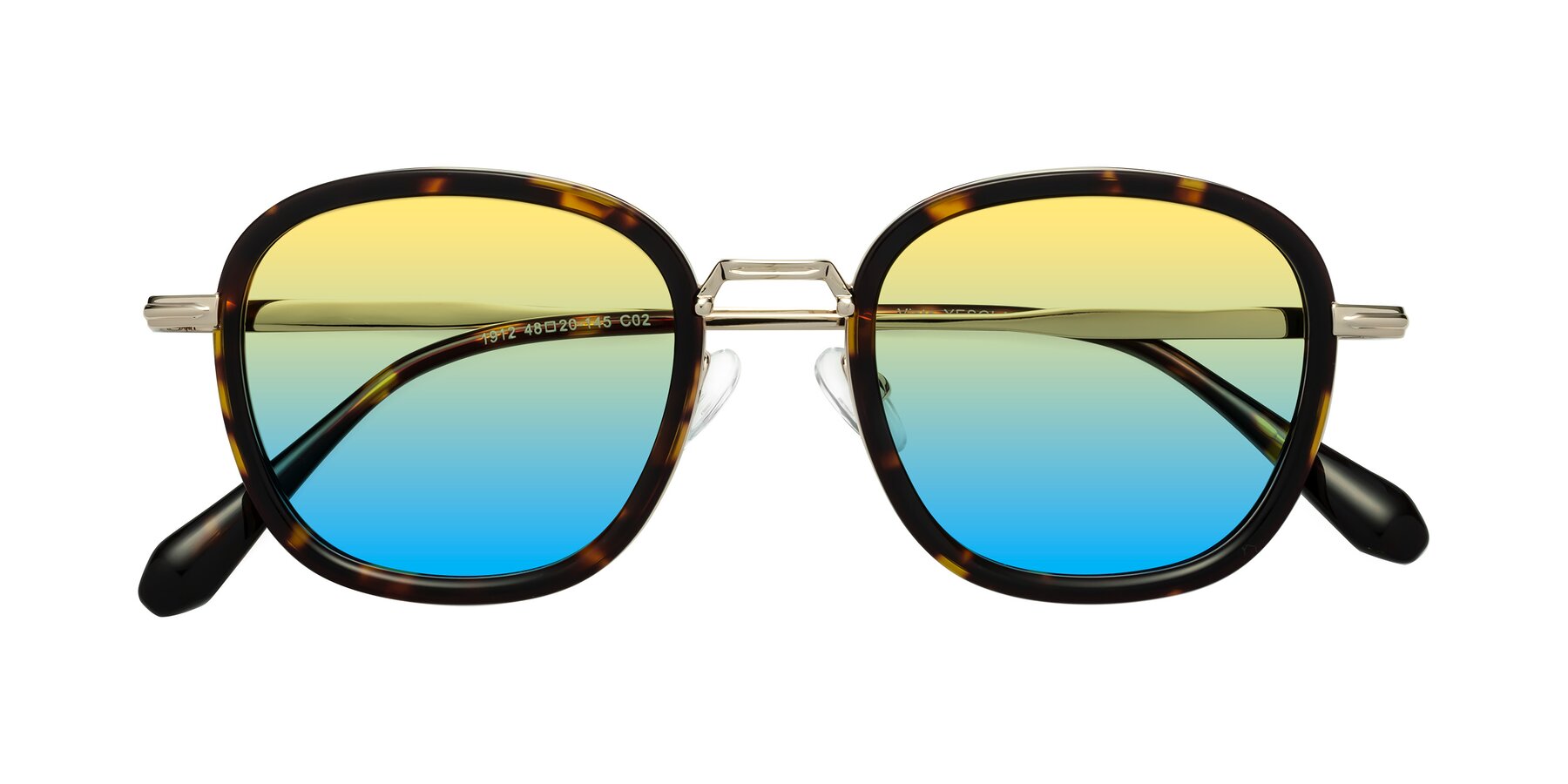 Folded Front of Vista in Tortoise-Light Gold with Yellow / Blue Gradient Lenses