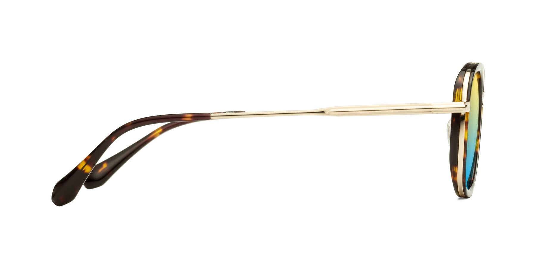 Side of Vista in Tortoise-Light Gold with Yellow / Blue Gradient Lenses