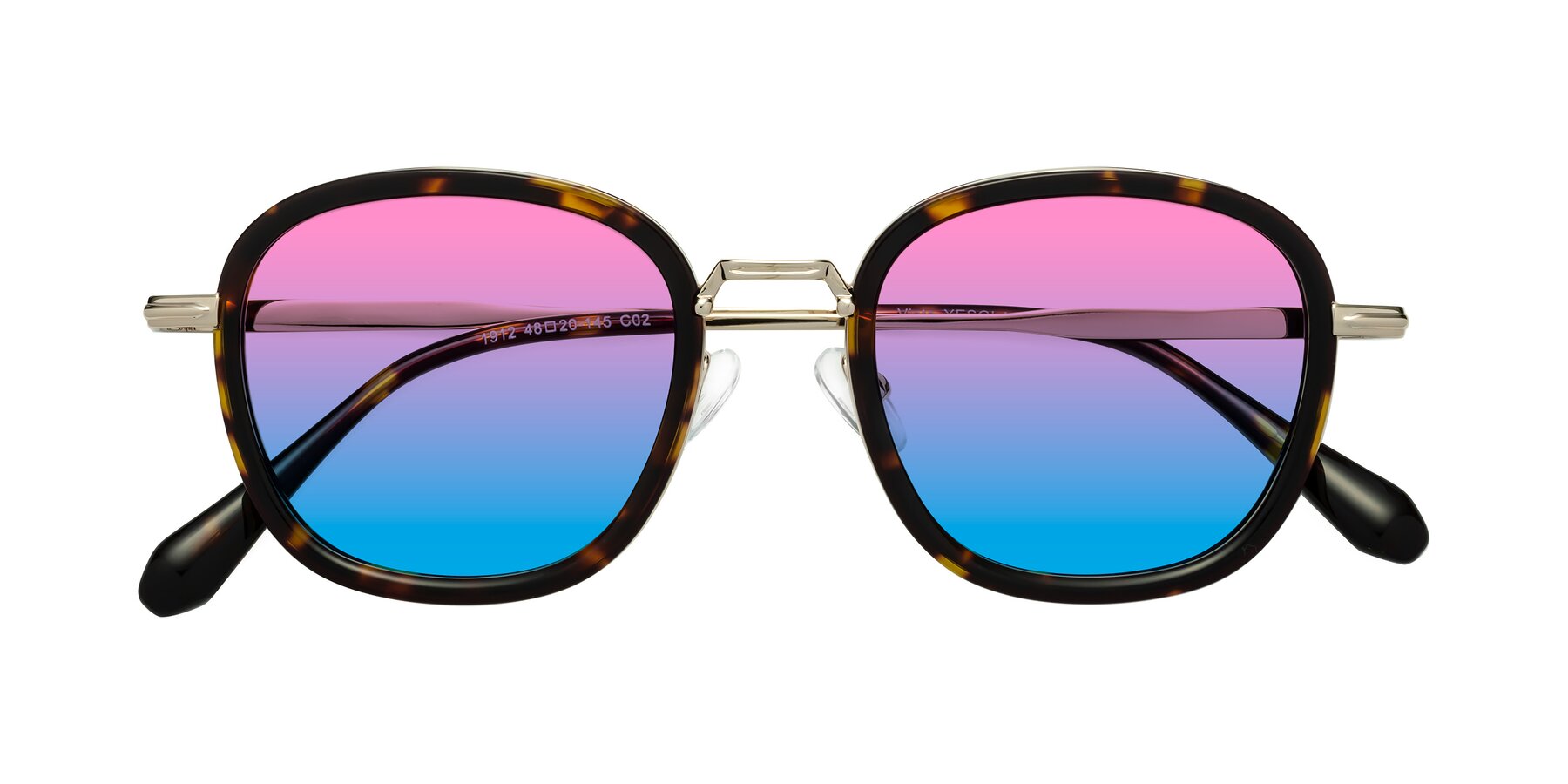 Folded Front of Vista in Tortoise-Light Gold with Pink / Blue Gradient Lenses
