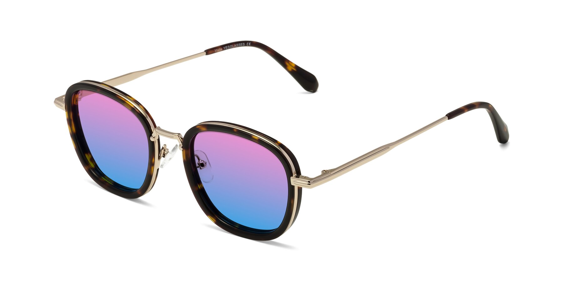 Angle of Vista in Tortoise-Light Gold with Pink / Blue Gradient Lenses