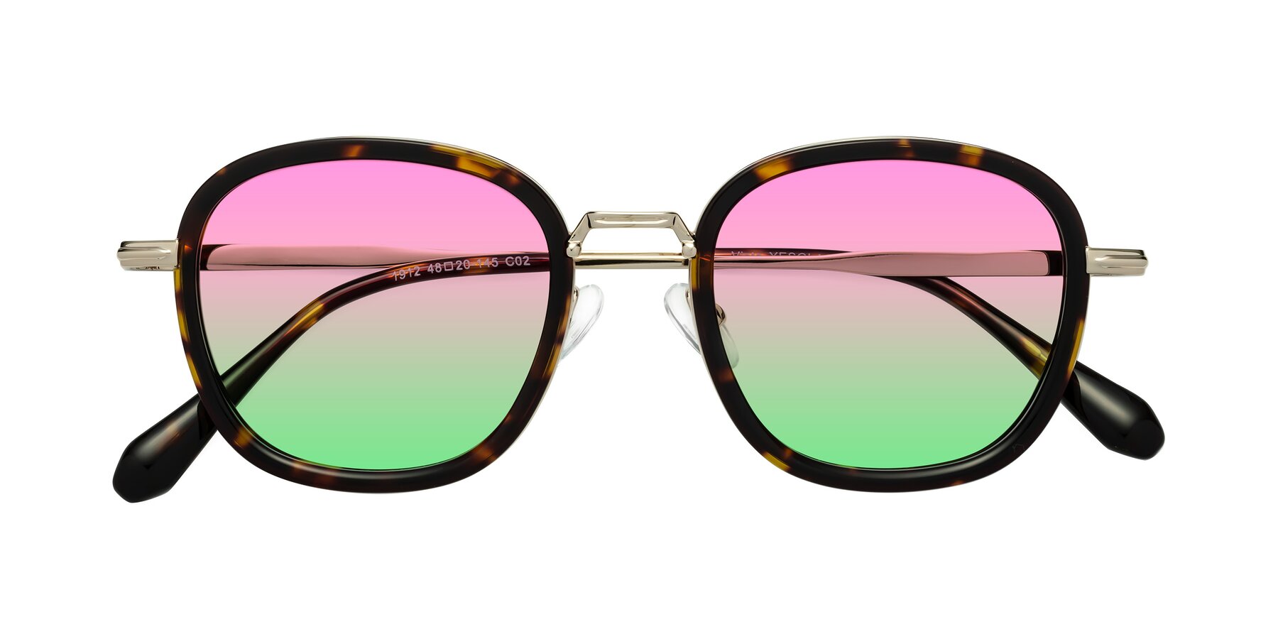 Folded Front of Vista in Tortoise-Light Gold with Pink / Green Gradient Lenses