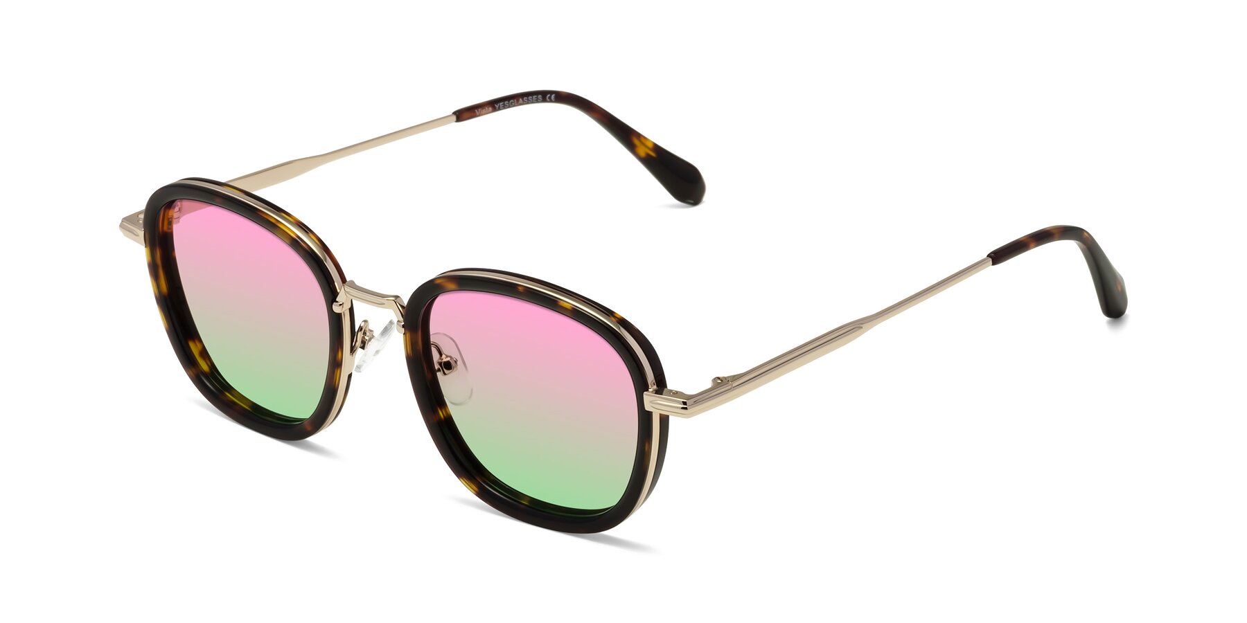 Angle of Vista in Tortoise-Light Gold with Pink / Green Gradient Lenses