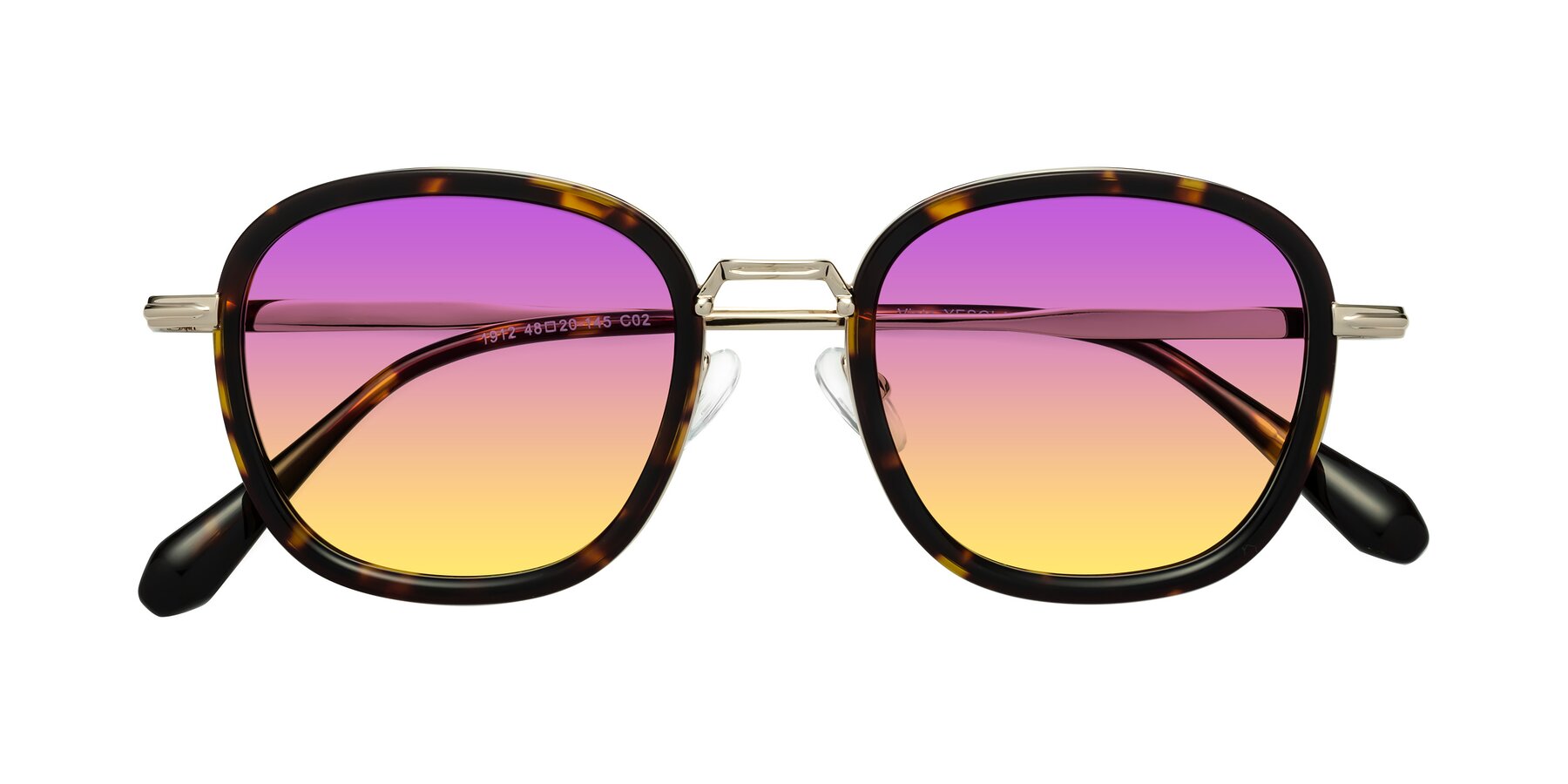Folded Front of Vista in Tortoise-Light Gold with Purple / Yellow Gradient Lenses