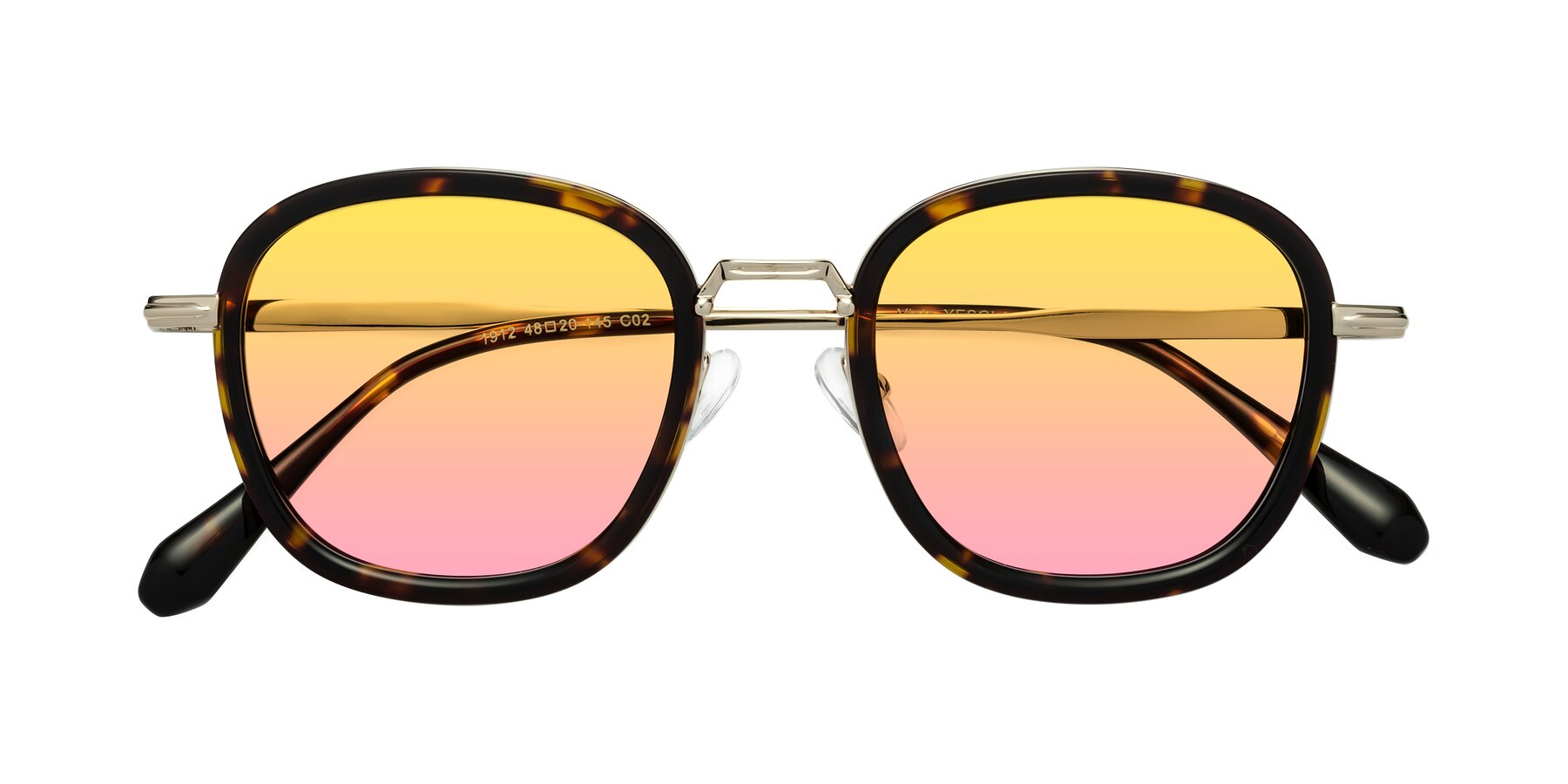 Folded Front of Vista in Tortoise-Light Gold with Yellow / Pink Gradient Lenses
