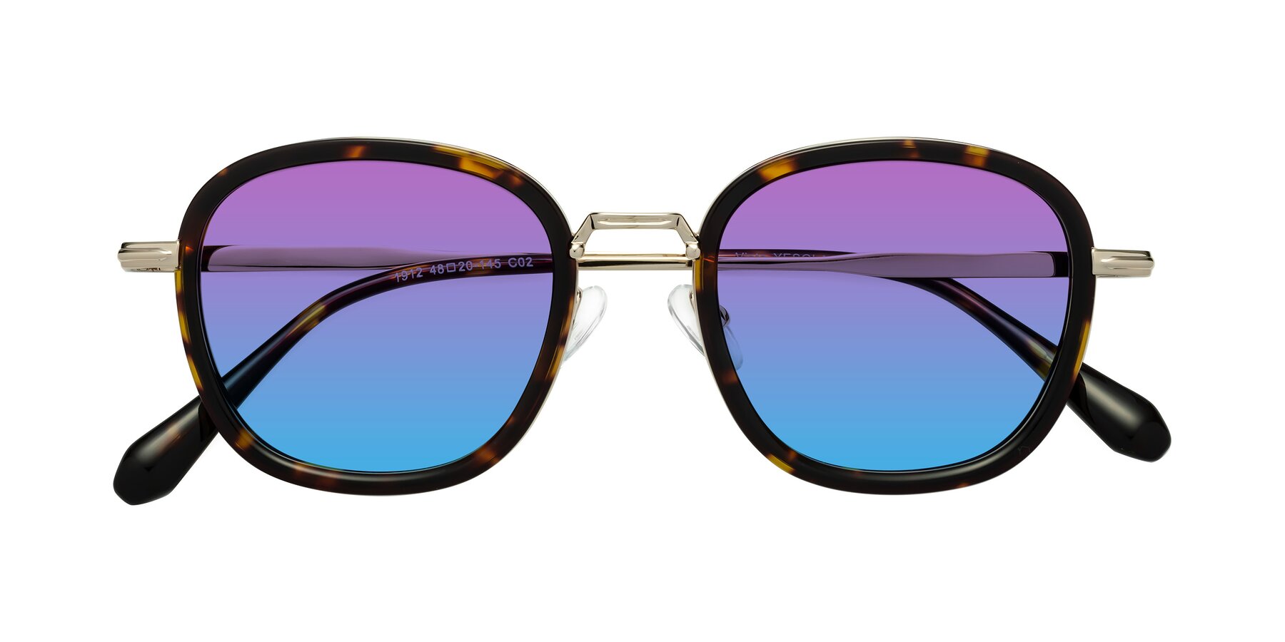 Folded Front of Vista in Tortoise-Light Gold with Purple / Blue Gradient Lenses