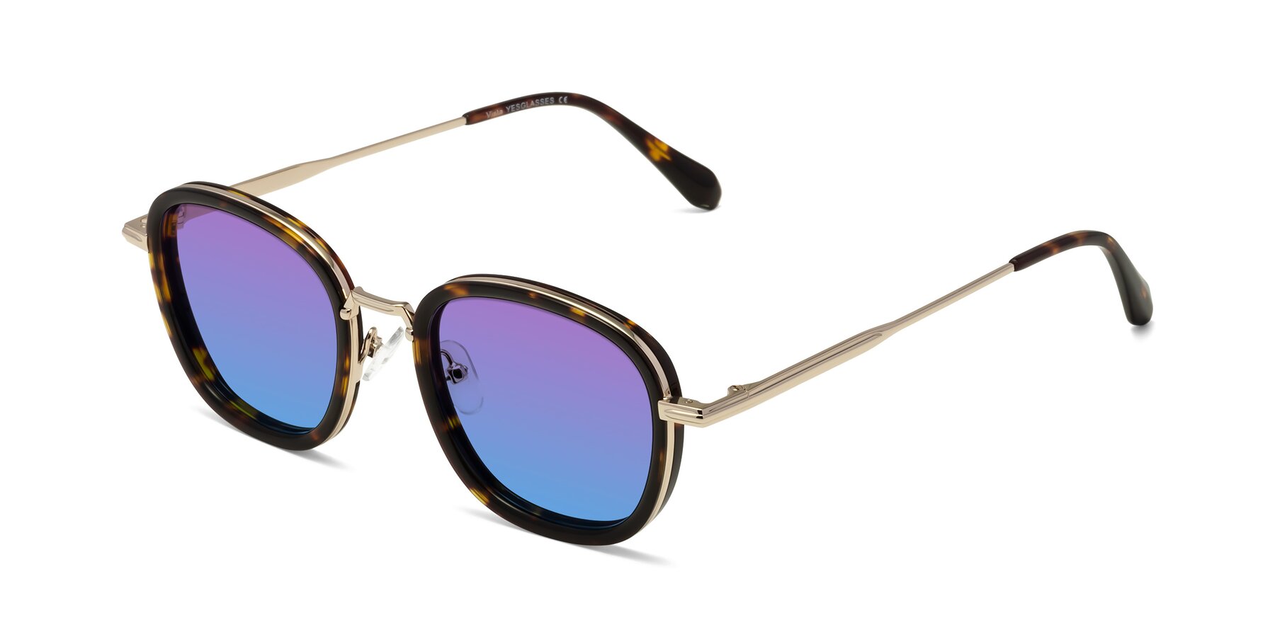 Angle of Vista in Tortoise-Light Gold with Purple / Blue Gradient Lenses