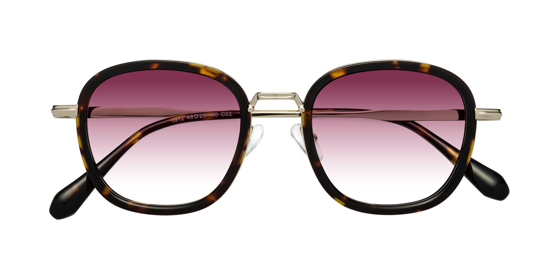 Folded Front of Vista in Tortoise-Light Gold with Wine Gradient Lenses