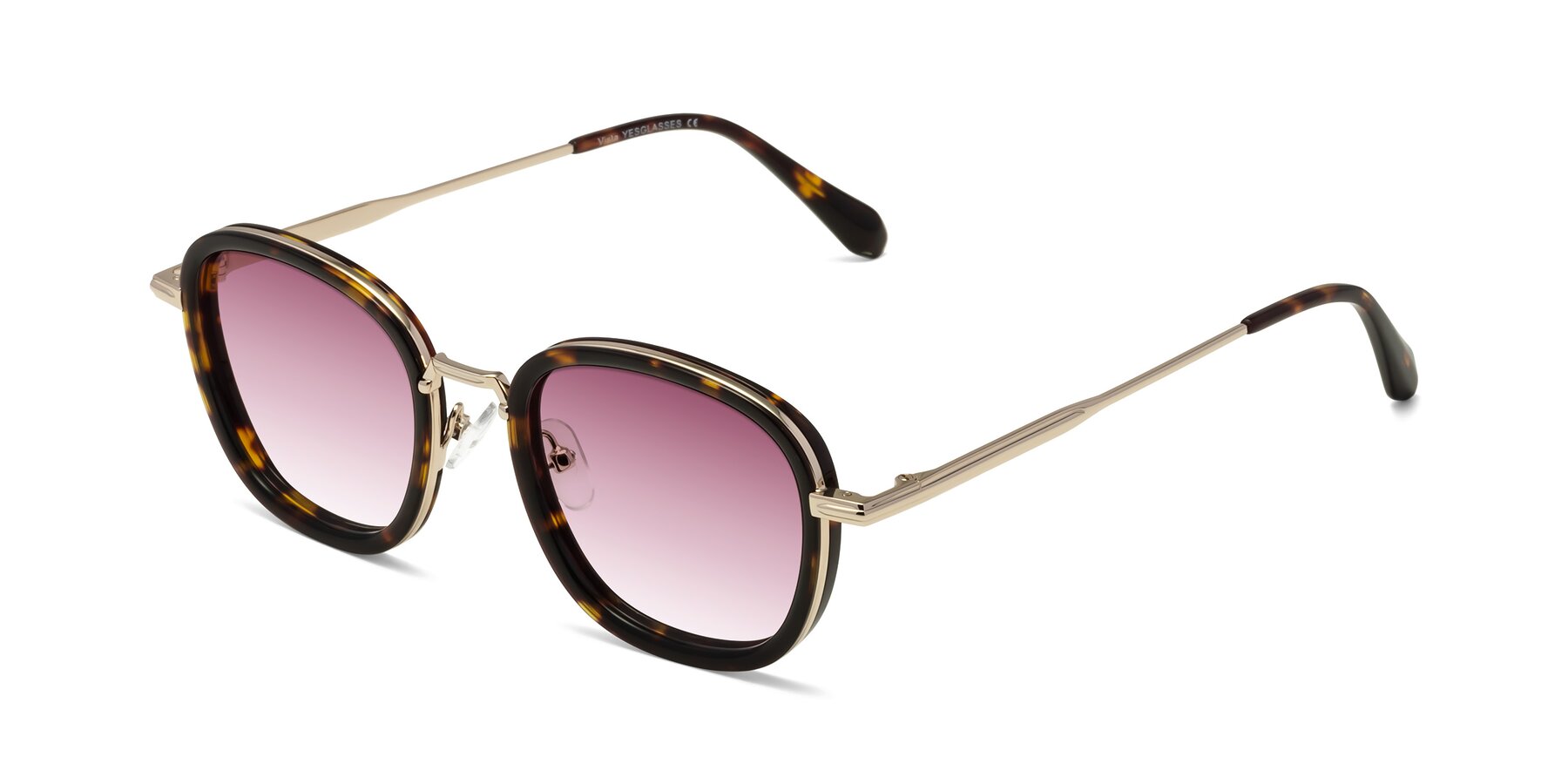 Angle of Vista in Tortoise-Light Gold with Wine Gradient Lenses