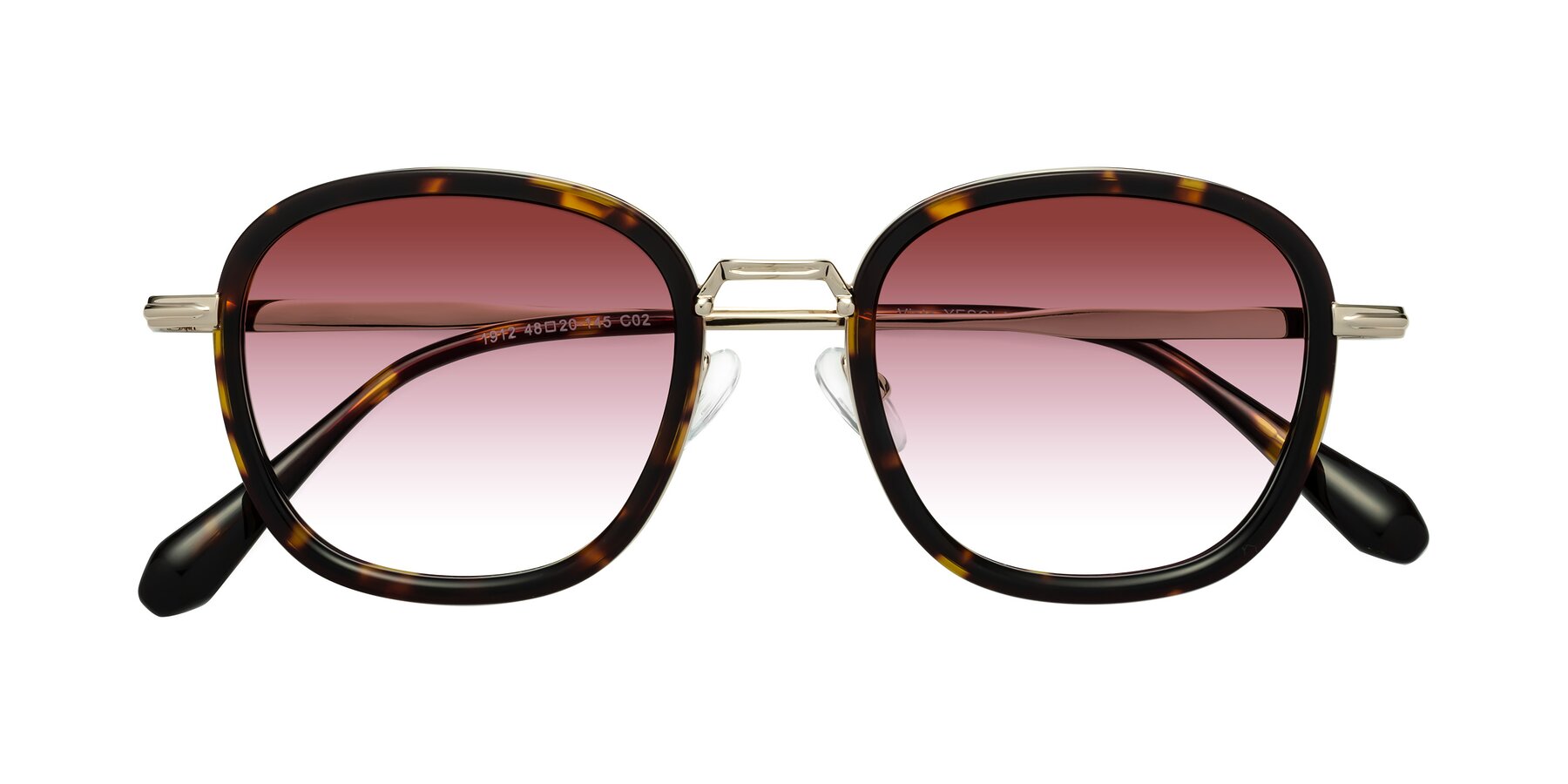 Folded Front of Vista in Tortoise-Light Gold with Garnet Gradient Lenses