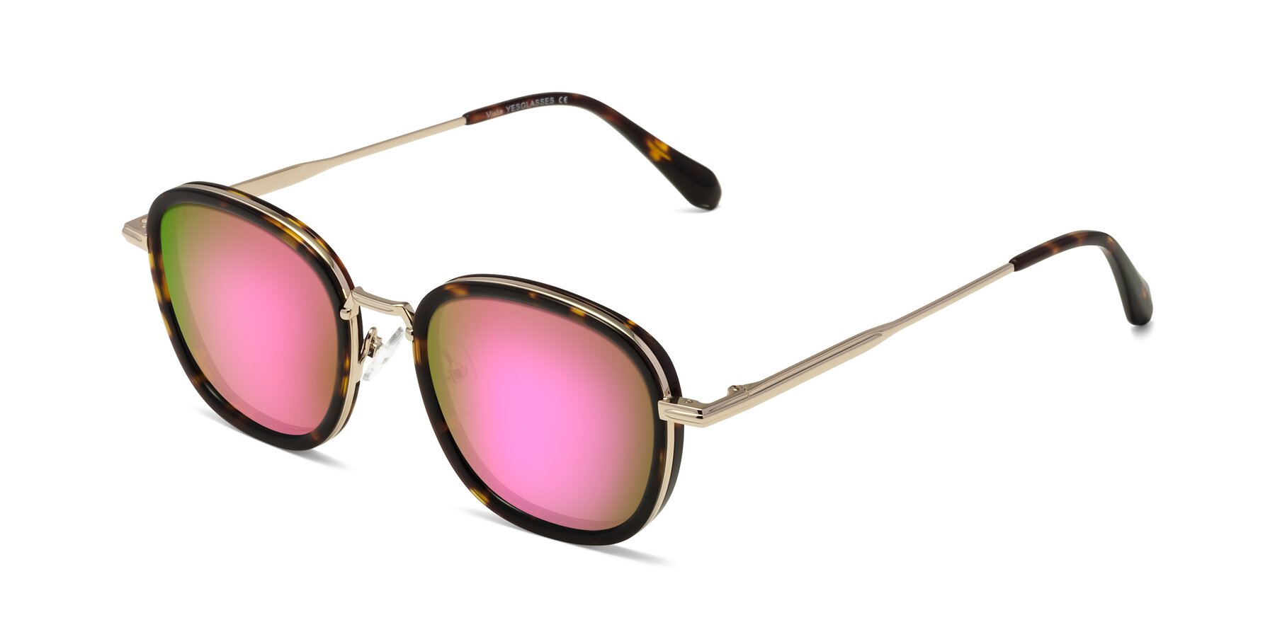 Angle of Vista in Tortoise-Light Gold with Pink Mirrored Lenses