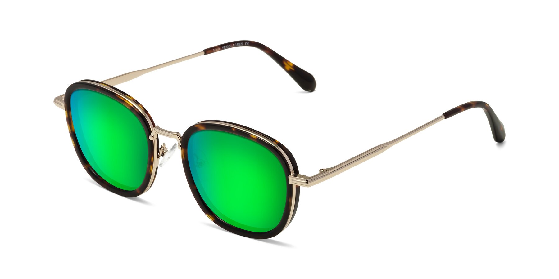 Angle of Vista in Tortoise-Light Gold with Green Mirrored Lenses