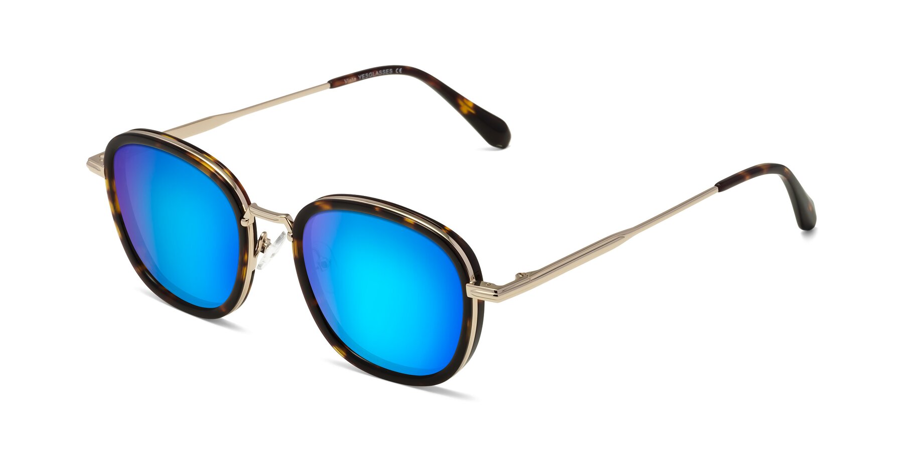 Angle of Vista in Tortoise-Light Gold with Blue Mirrored Lenses