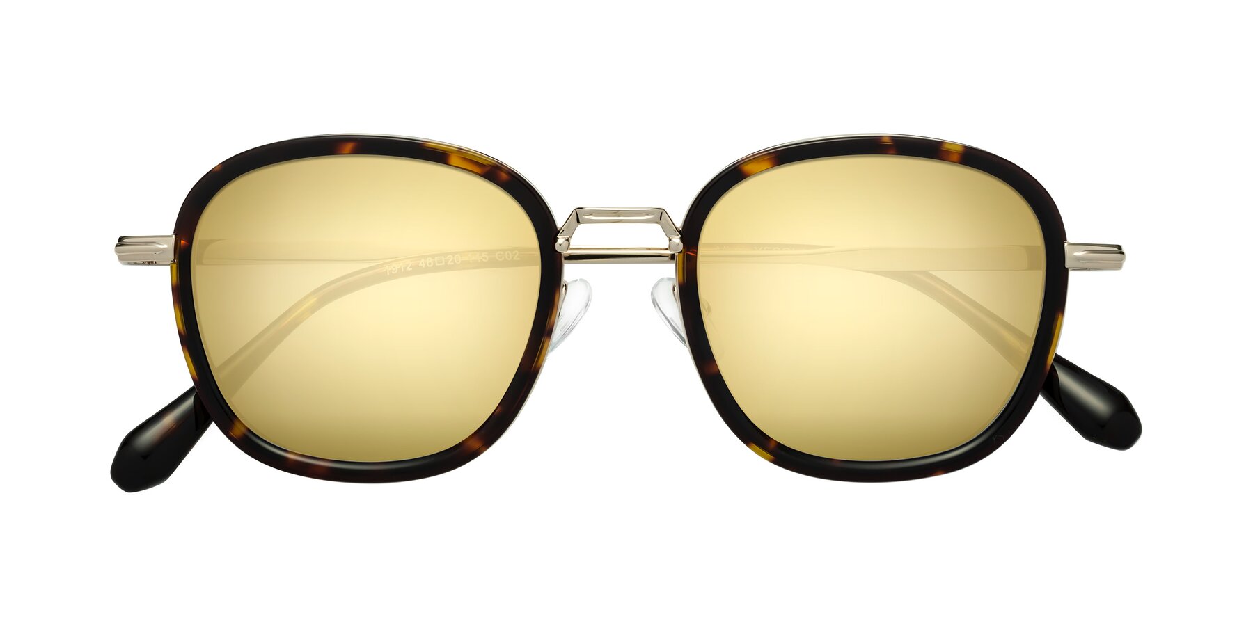 Folded Front of Vista in Tortoise-Light Gold with Gold Mirrored Lenses