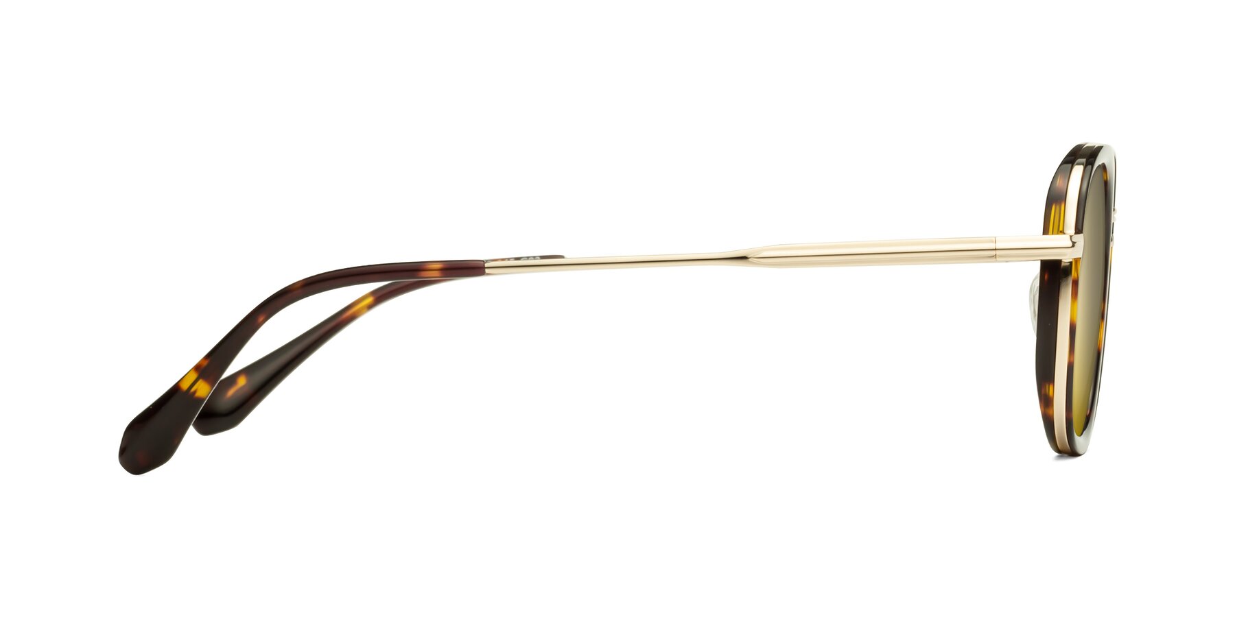 Side of Vista in Tortoise-Light Gold with Gold Mirrored Lenses