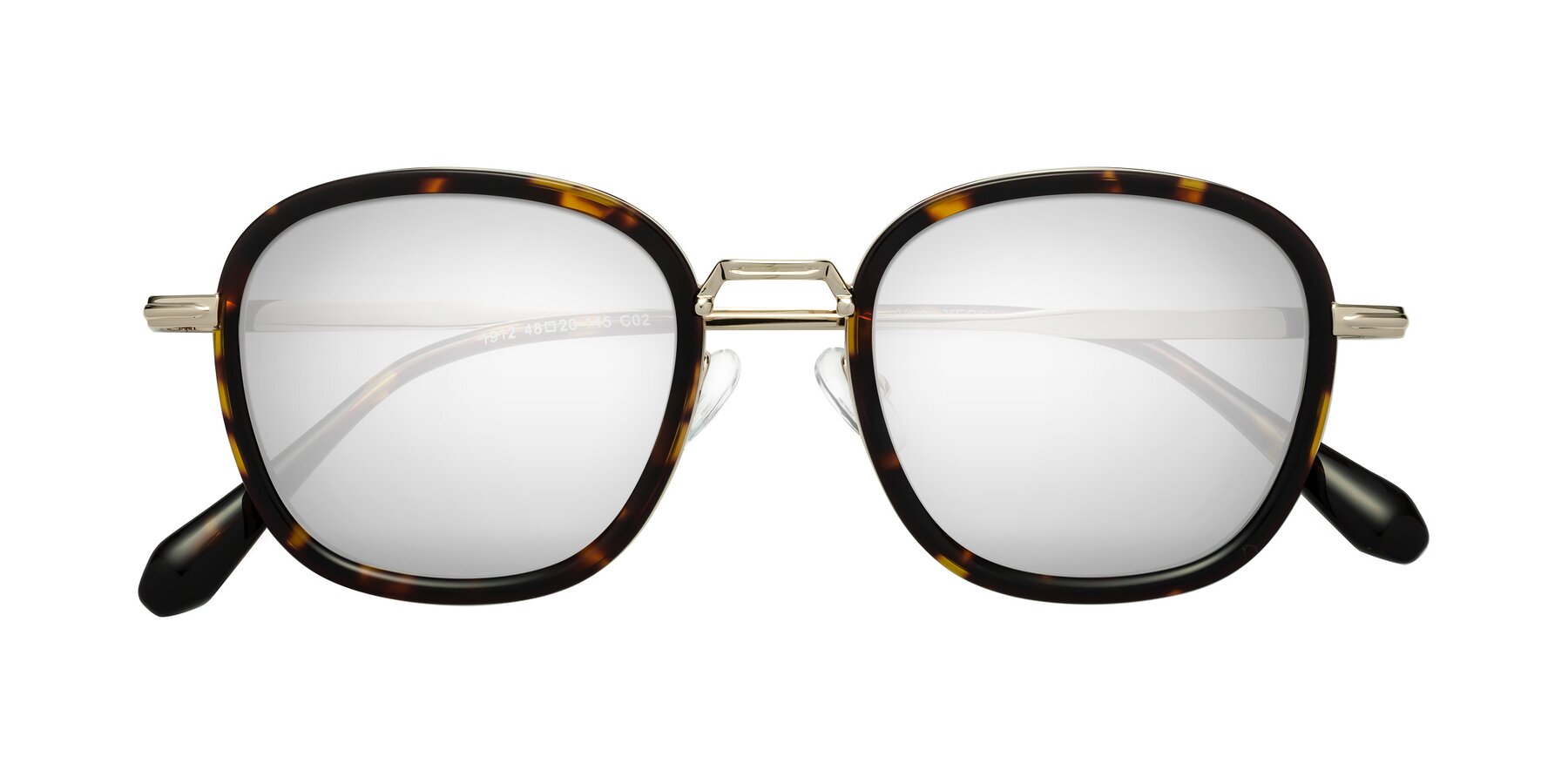 Folded Front of Vista in Tortoise-Light Gold with Silver Mirrored Lenses