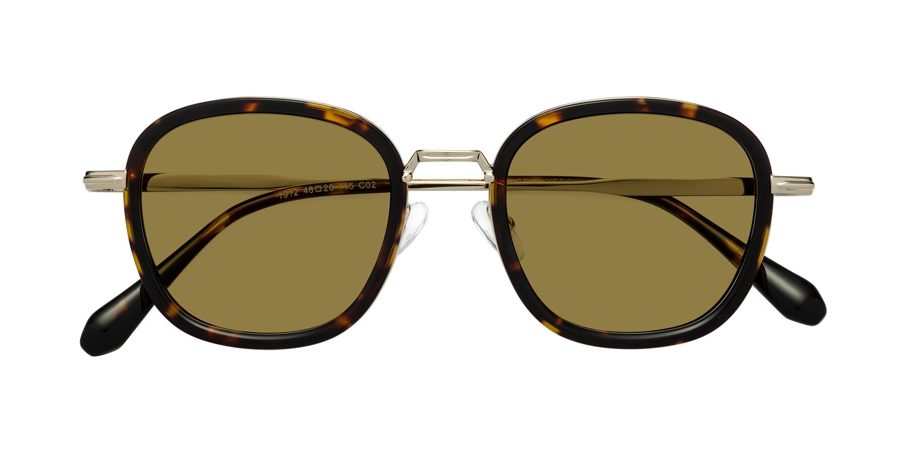 Folded Front of Vista in Tortoise-Light Gold with Brown Polarized Lenses