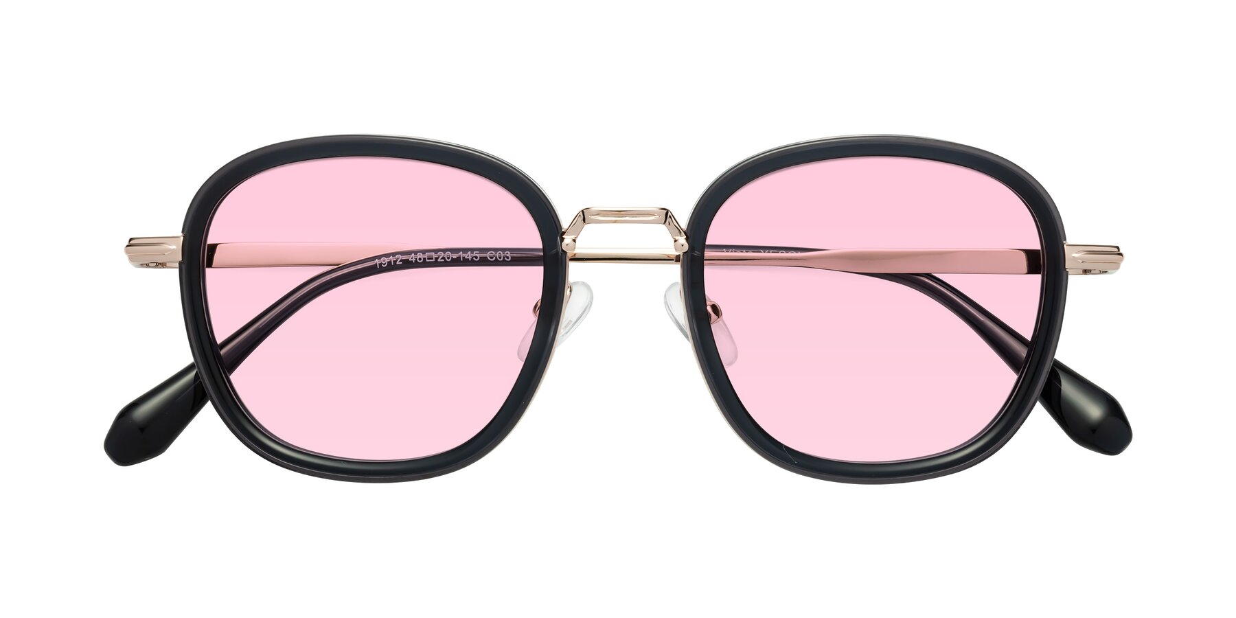 Folded Front of Vista in Deep Gray-Light Gold with Light Pink Tinted Lenses