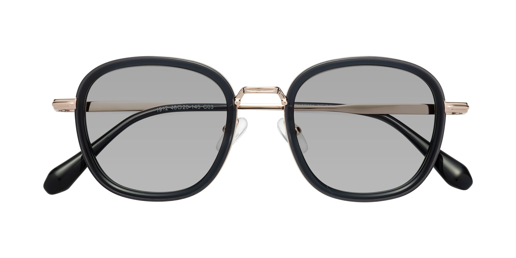 Folded Front of Vista in Deep Gray-Light Gold with Light Gray Tinted Lenses