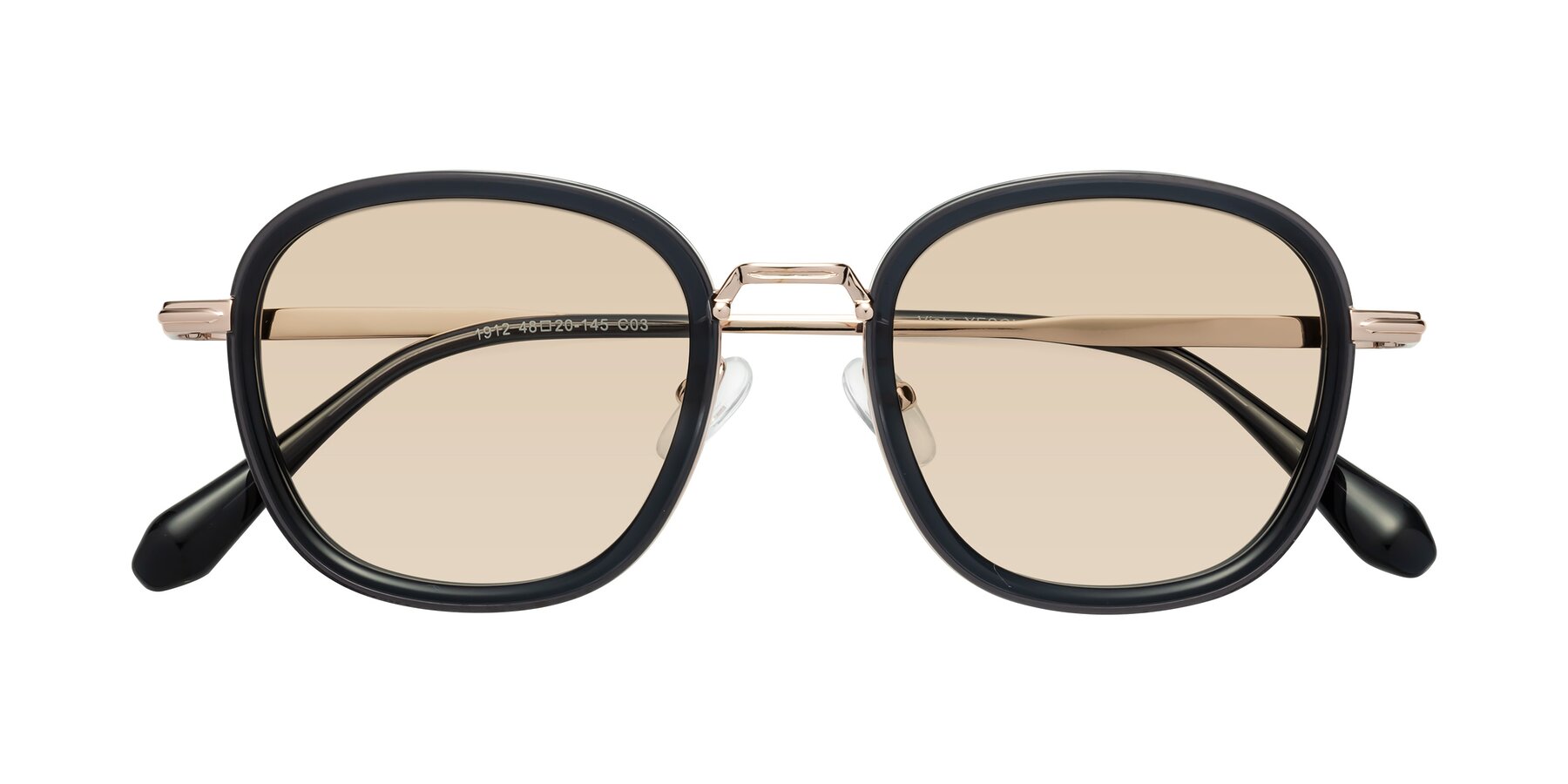 Folded Front of Vista in Deep Gray-Light Gold with Light Brown Tinted Lenses