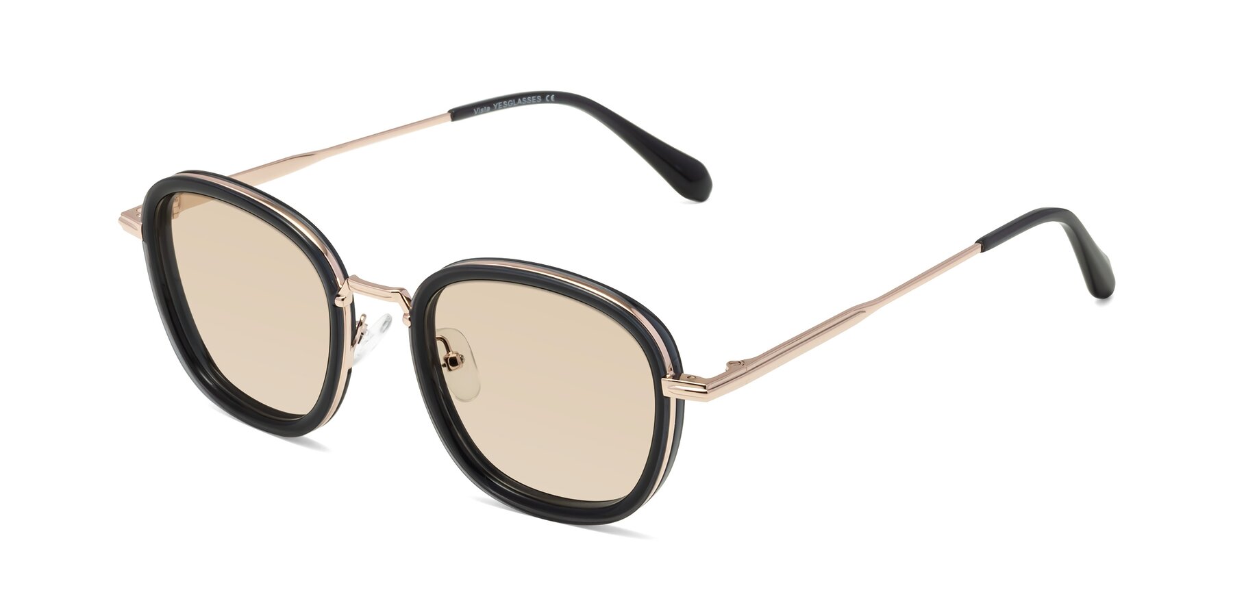 Angle of Vista in Deep Gray-Light Gold with Light Brown Tinted Lenses