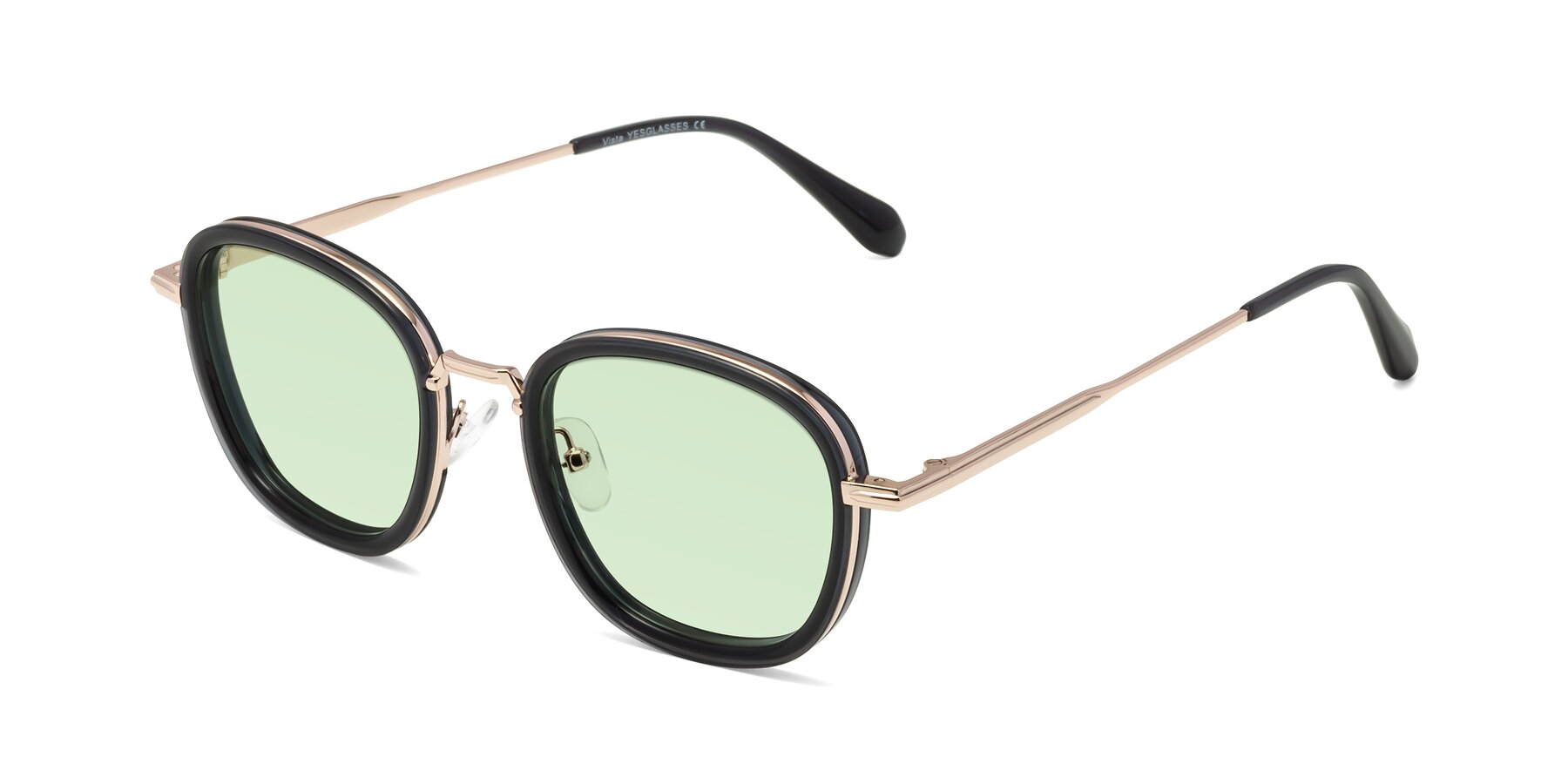 Angle of Vista in Deep Gray-Light Gold with Light Green Tinted Lenses