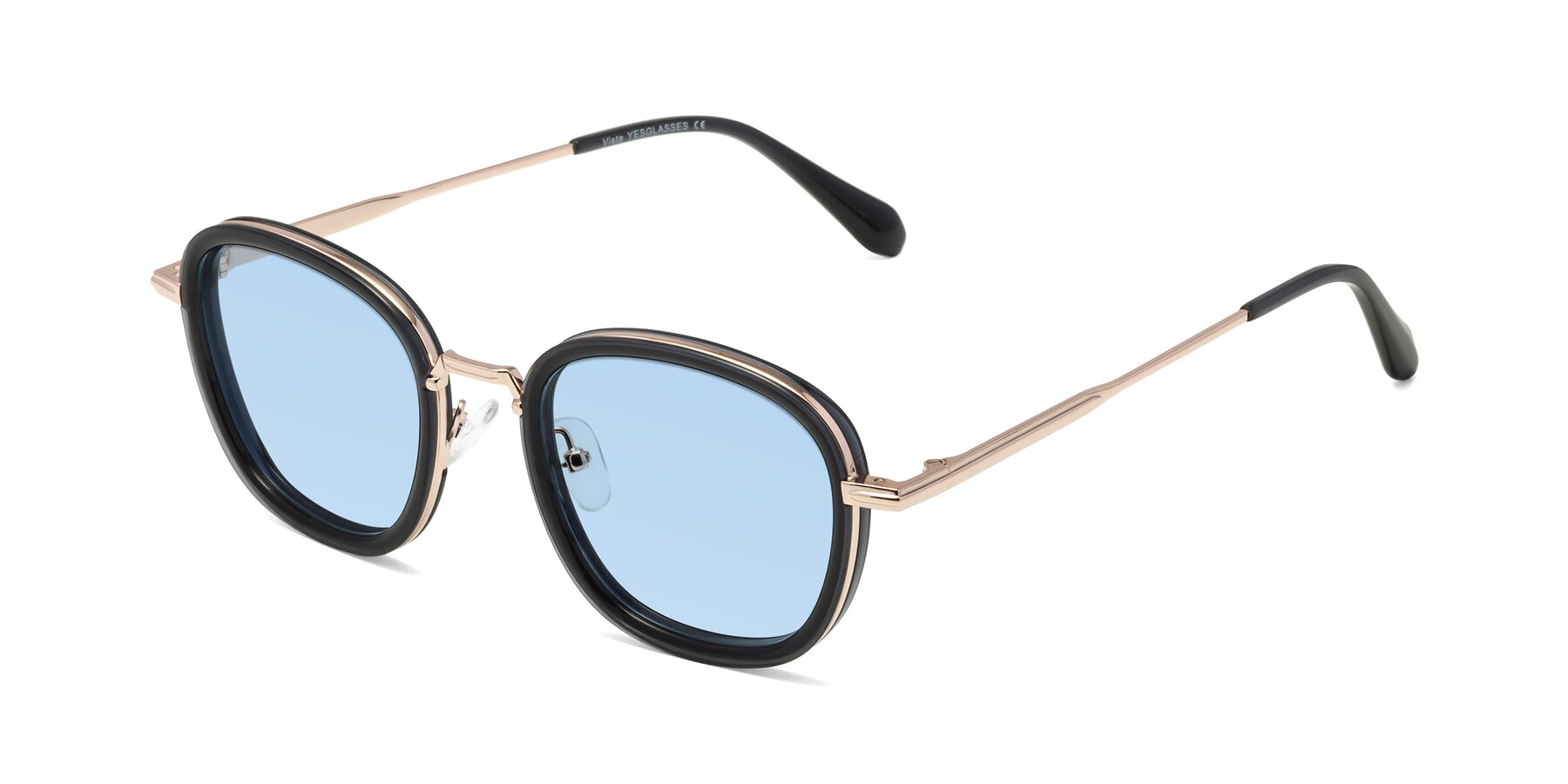 Angle of Vista in Deep Gray-Light Gold with Light Blue Tinted Lenses