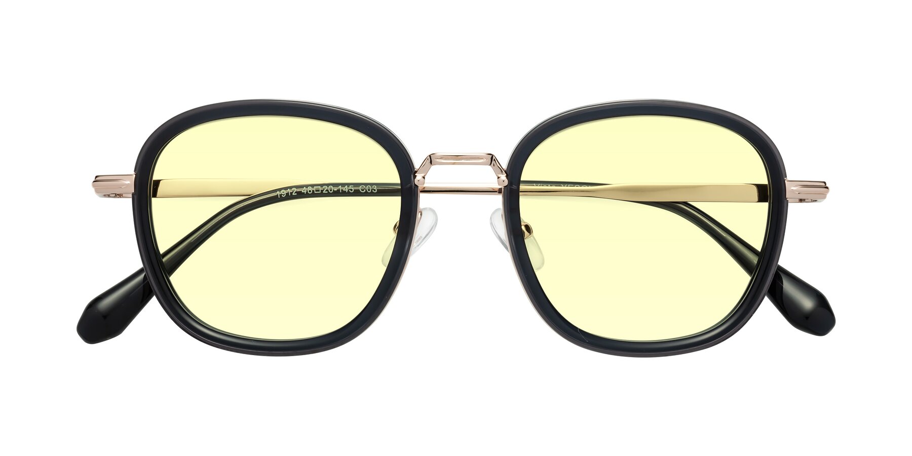 Folded Front of Vista in Deep Gray-Light Gold with Light Yellow Tinted Lenses